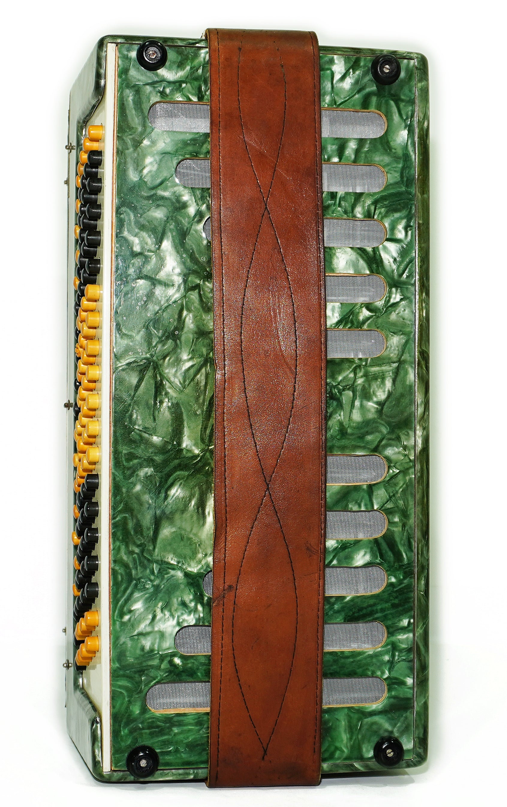 Ukraine Bayan 3 Row Button Accordion 100 Bass, Folk Harmonica Concertina, New Straps, Vintage Bayan in Tune, 2680