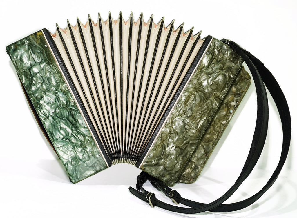 Ukraine Bayan 3 Row Button Accordion 100 Bass, Folk Harmonica Concertina, New Straps, Vintage Bayan in Tune, 2680