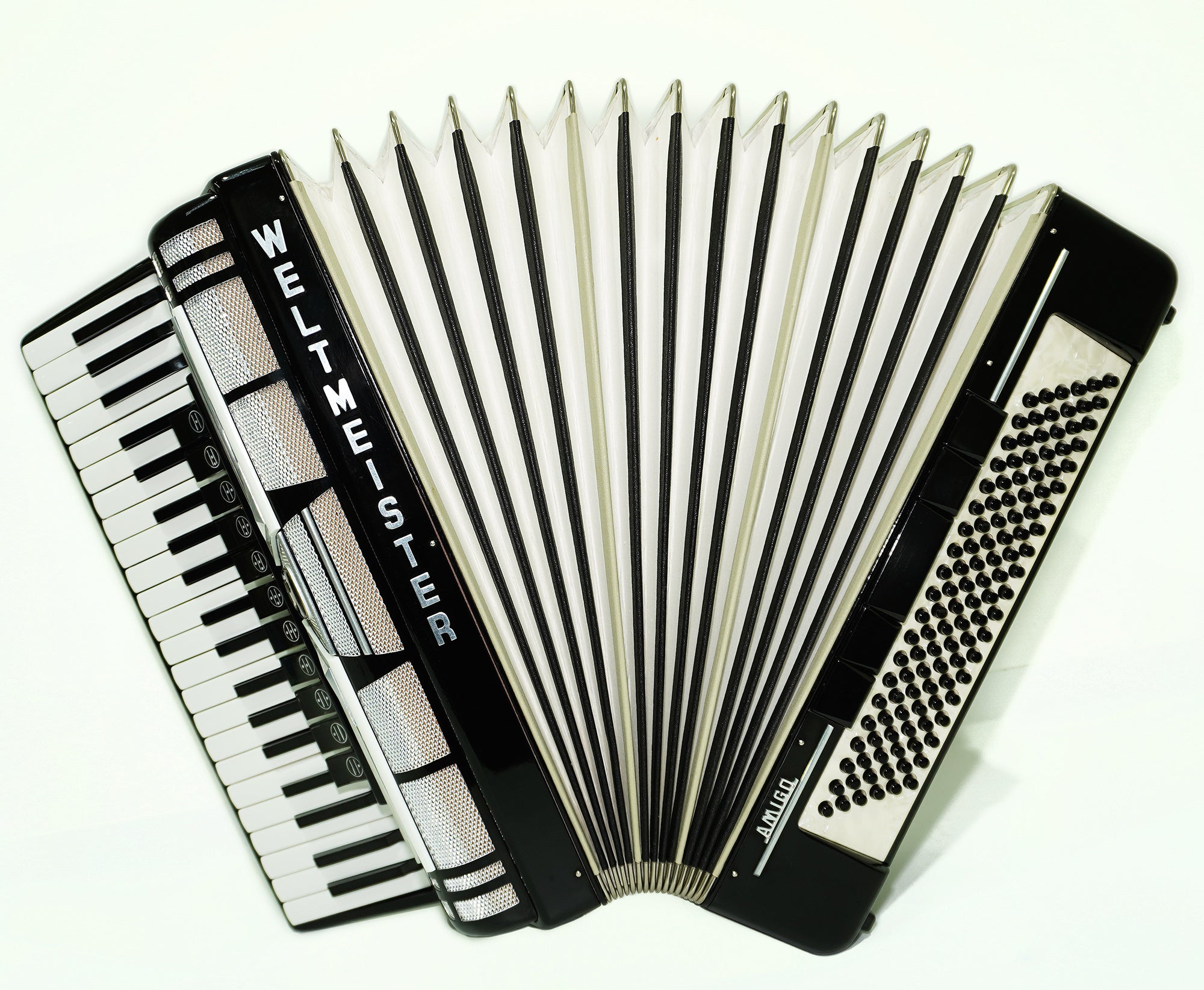 Almost Unused Weltmeister Amigo made in Germany 120 Bass Buttons Concert Piano Accordion New Straps Case 2394, Amazing Powerful sound