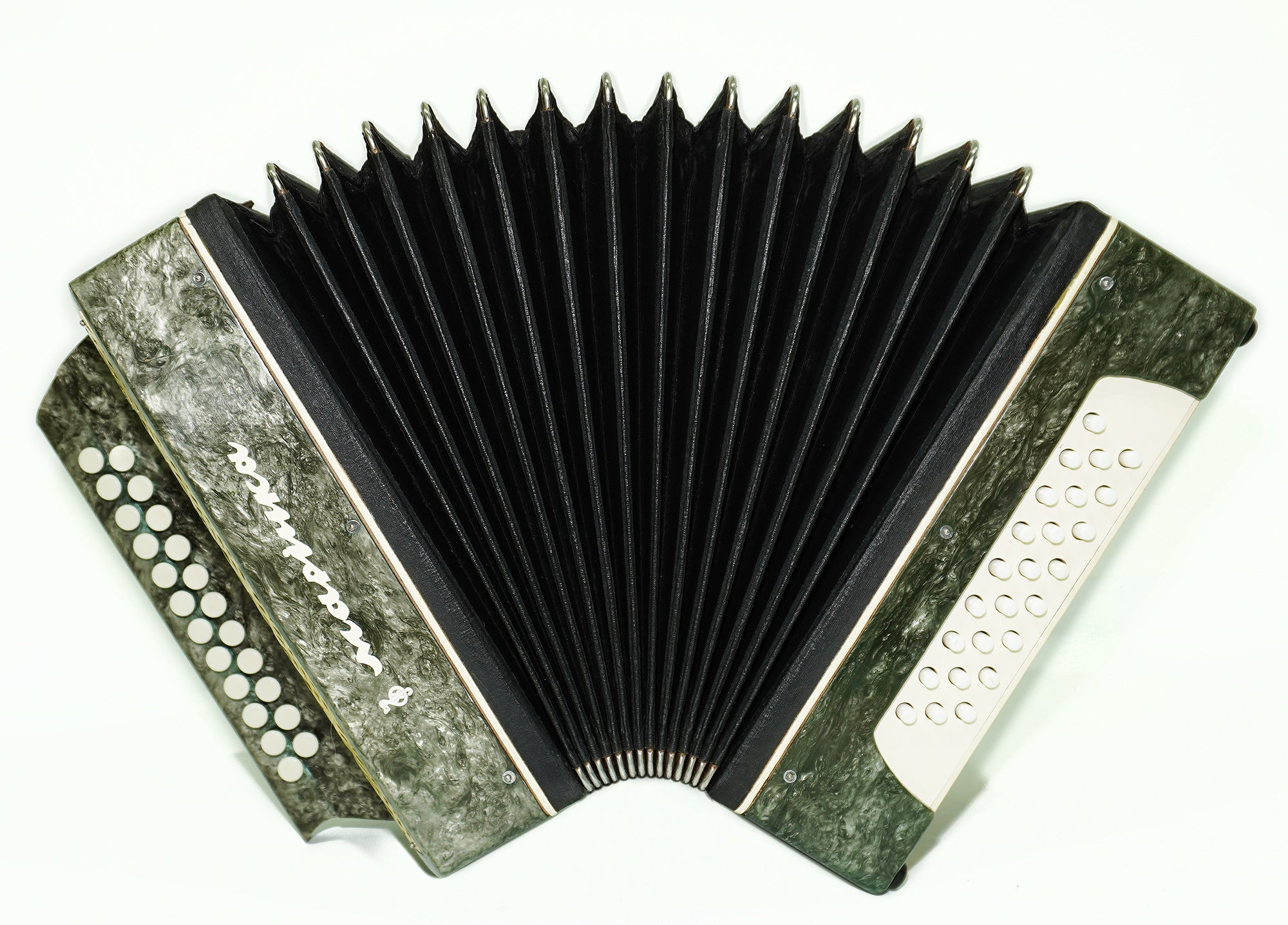 Vintage Bayan Accordion Garmoshka Folk Garmon Marichka Ukraine Button Accordion, Harmonica 23x25 Buttons, Old Squeezebox in Tune, New Straps, 2520