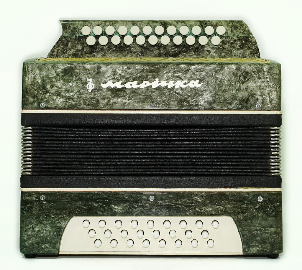 Vintage Bayan Accordion Garmoshka Folk Garmon Marichka Ukraine Button Accordion, Harmonica 23x25 Buttons, Old Squeezebox in Tune, New Straps, 2520