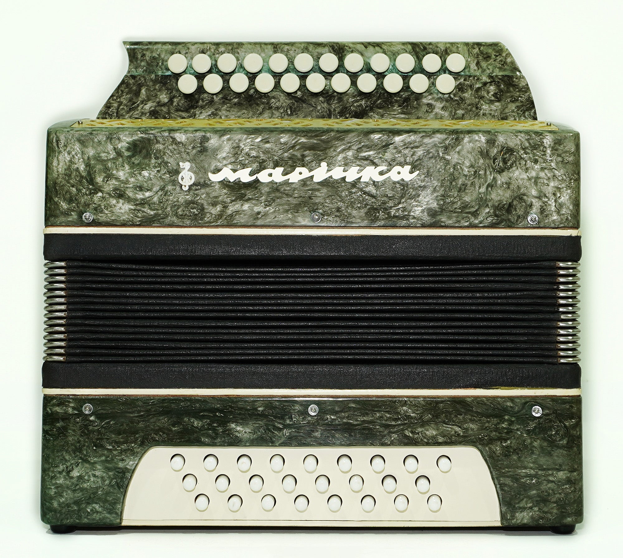 Vintage Bayan Accordion Garmoshka Folk Garmon Marichka Ukraine Button Accordion, Harmonica 23x25 Buttons, Old Squeezebox in Tune, New Straps, 2520