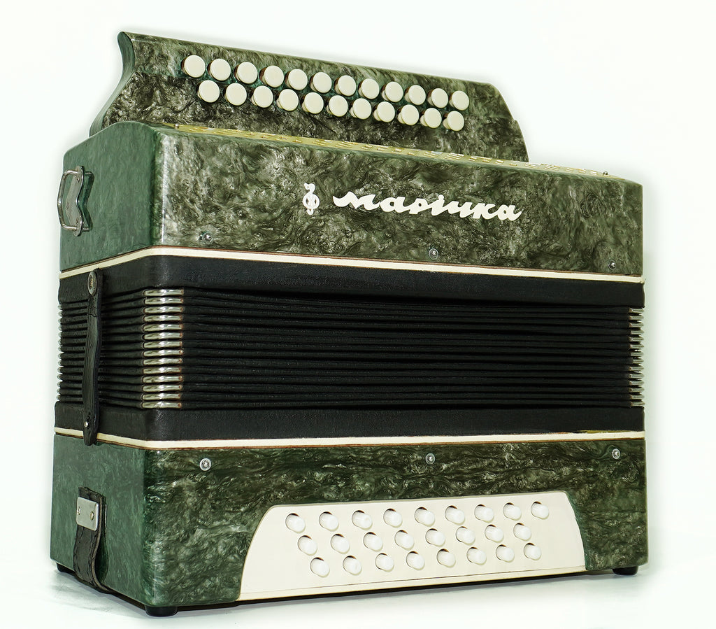 Vintage Bayan Accordion Garmoshka Folk Garmon Marichka Ukraine Button Accordion, Harmonica 23x25 Buttons, Old Squeezebox in Tune, New Straps, 2520