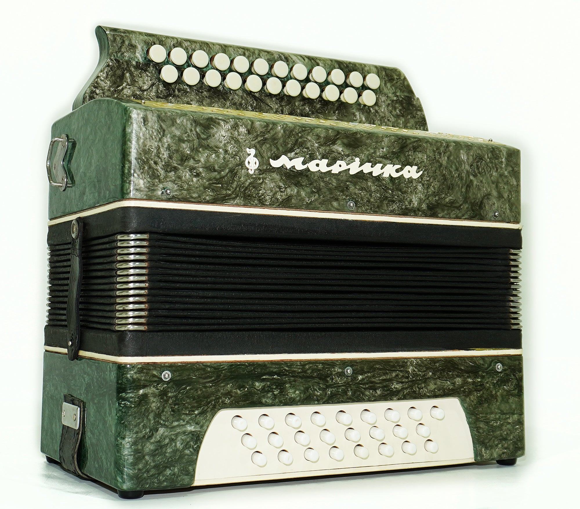 Vintage Bayan Accordion Garmoshka Folk Garmon Marichka Ukraine Button Accordion, Harmonica 23x25 Buttons, Old Squeezebox in Tune, New Straps, 2520