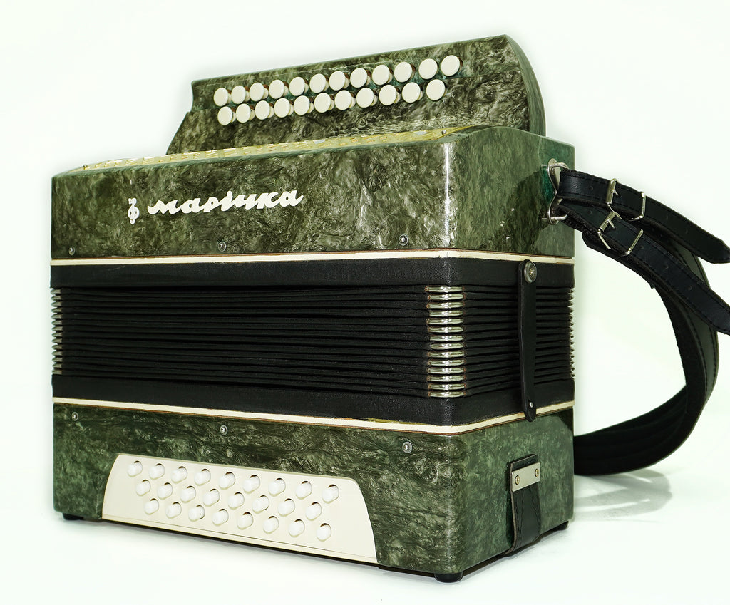 Vintage Bayan Accordion Garmoshka Folk Garmon Marichka Ukraine Button Accordion, Harmonica 23x25 Buttons, Old Squeezebox in Tune, New Straps, 2520