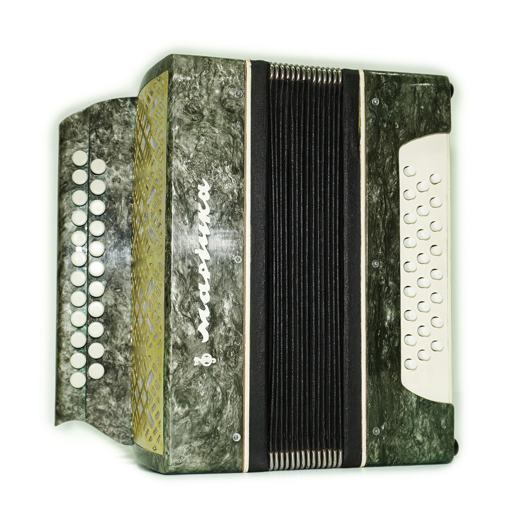 Vintage Bayan Accordion Garmoshka Folk Garmon Marichka Ukraine Button Accordion, Harmonica 23x25 Buttons, Old Squeezebox in Tune, New Straps, 2520