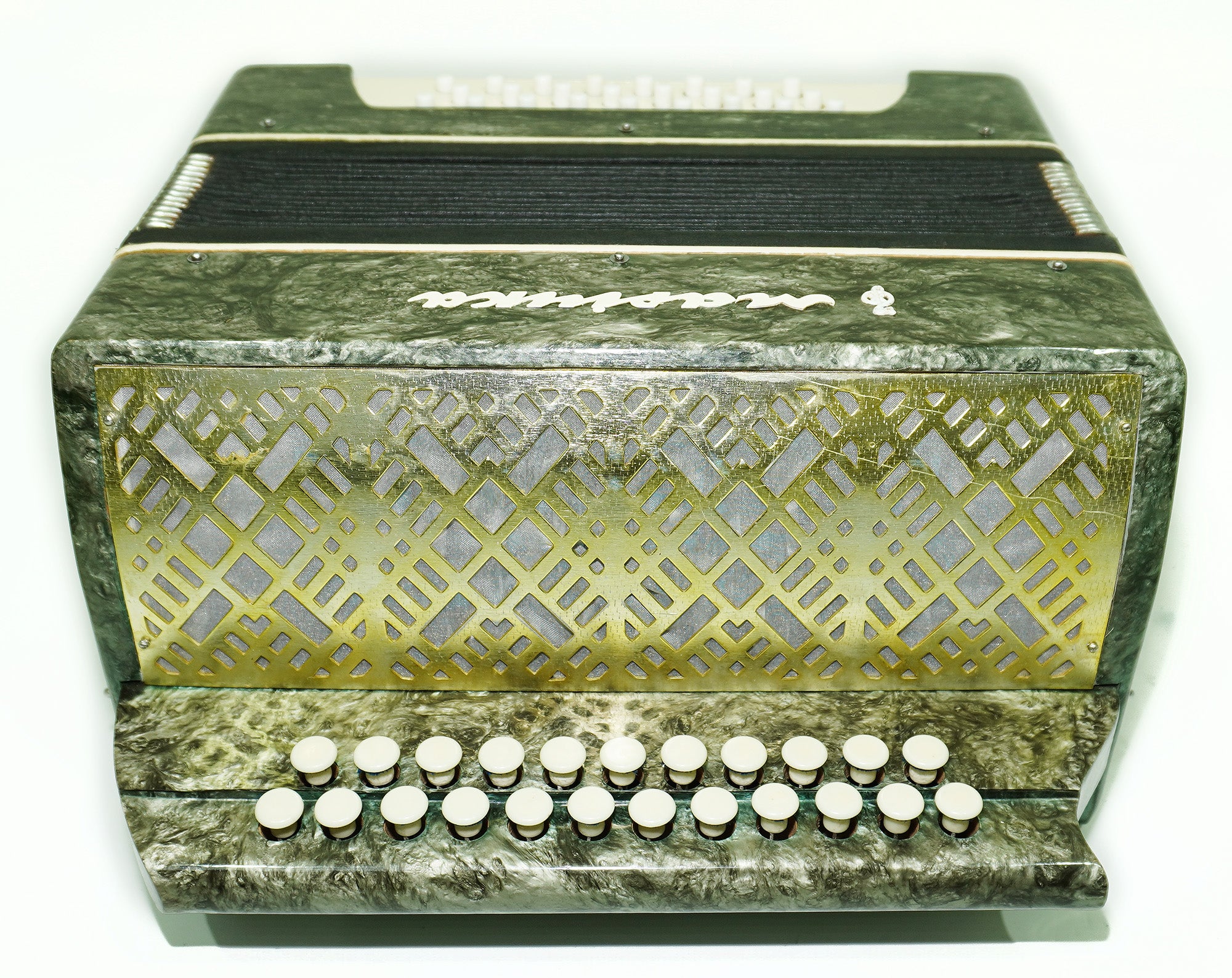 Vintage Bayan Accordion Garmoshka Folk Garmon Marichka Ukraine Button Accordion, Harmonica 23x25 Buttons, Old Squeezebox in Tune, New Straps, 2520