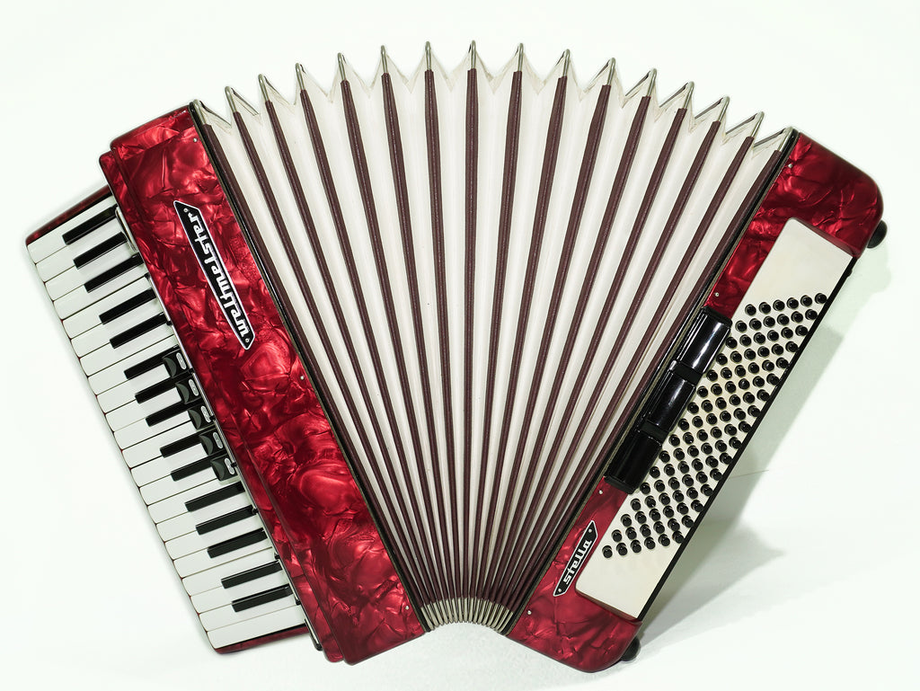 Weltmeister Stella Piano Accordion, made in Germany, 96 Bass Buttons, New Straps 2408, Quality Musical Instrument, Keyboard Accordian, Rich and Powerful sound!
