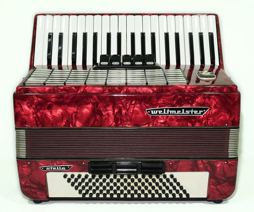 Weltmeister Stella Piano Accordion, made in Germany, 96 Bass Buttons, New Straps 2408, Quality Musical Instrument, Keyboard Accordian, Rich and Powerful sound!