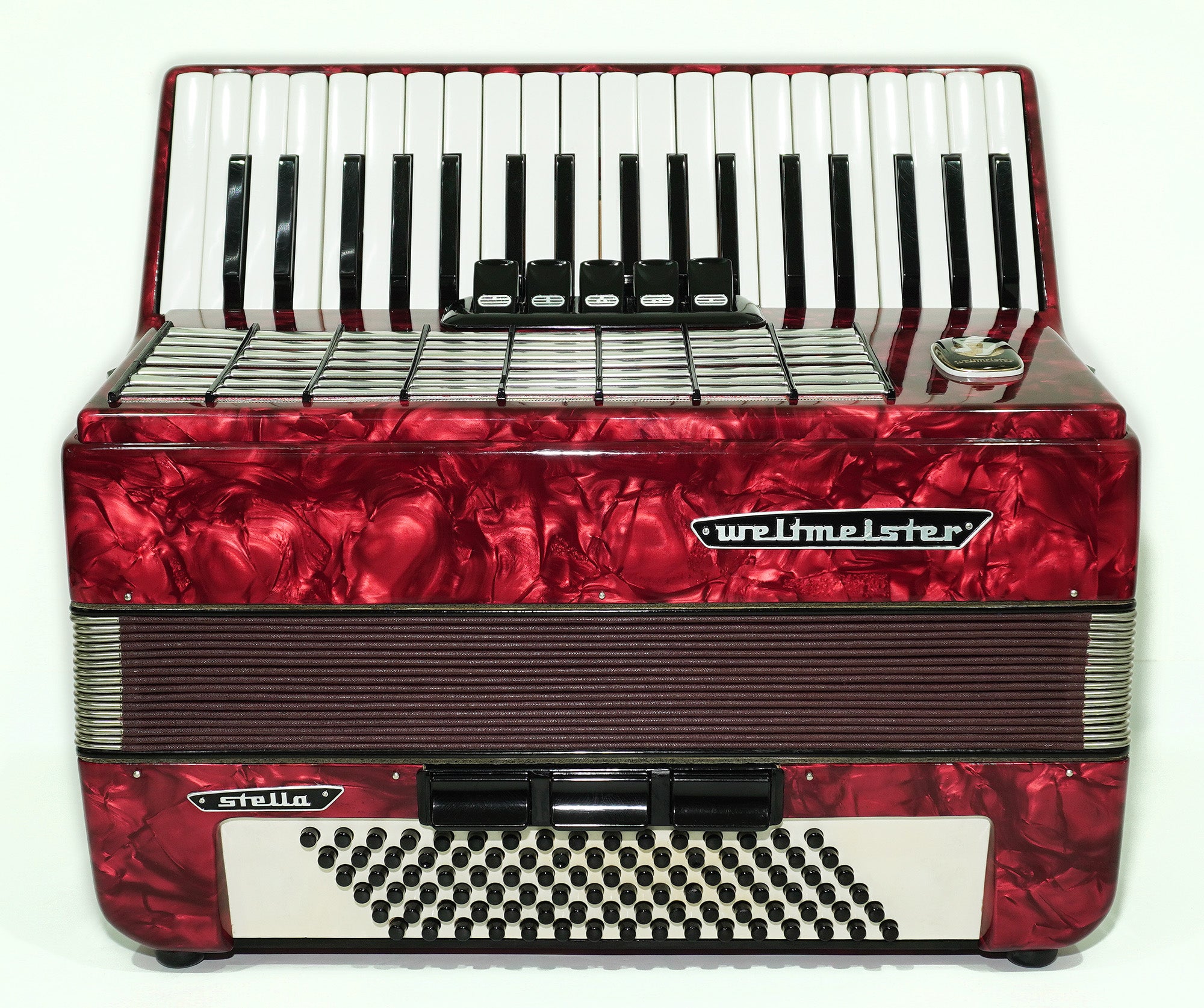 Weltmeister Stella Piano Accordion, made in Germany, 96 Bass Buttons, New Straps 2408, Quality Musical Instrument, Keyboard Accordian, Rich and Powerful sound!