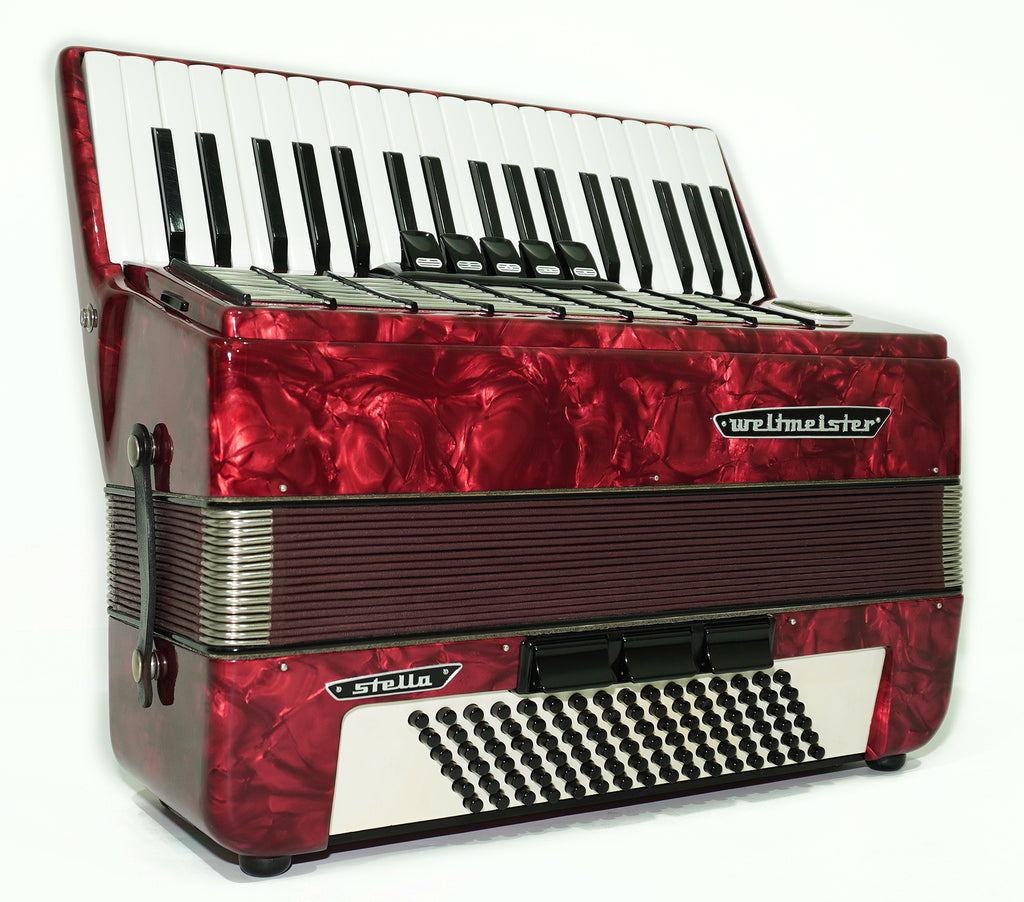 Weltmeister Stella Piano Accordion, made in Germany, 96 Bass Buttons, New Straps 2408, Quality Musical Instrument, Keyboard Accordian, Rich and Powerful sound!