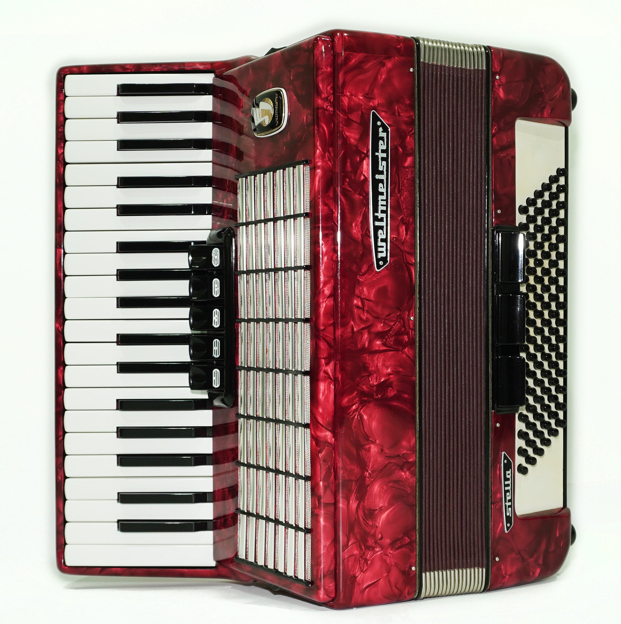 Weltmeister Stella Piano Accordion, made in Germany, 96 Bass Buttons, New Straps 2408, Quality Musical Instrument, Keyboard Accordian, Rich and Powerful sound!
