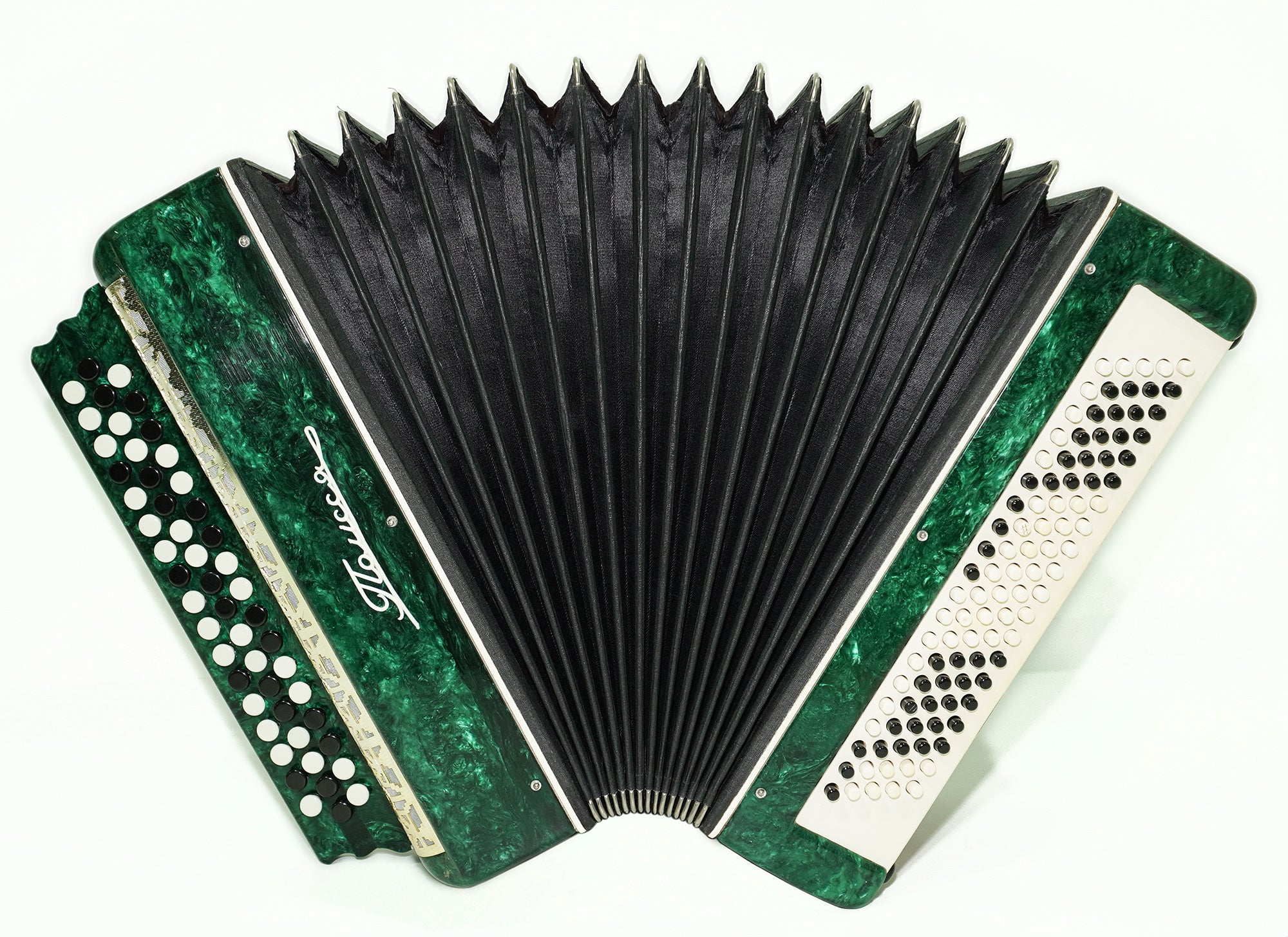 3 Row Button Accordion 100 Bass Polissya Ukraine Bayan Folk Harmonica Concertina, New Straps and Soft Case, Soviet Bayan in Tune, 2624