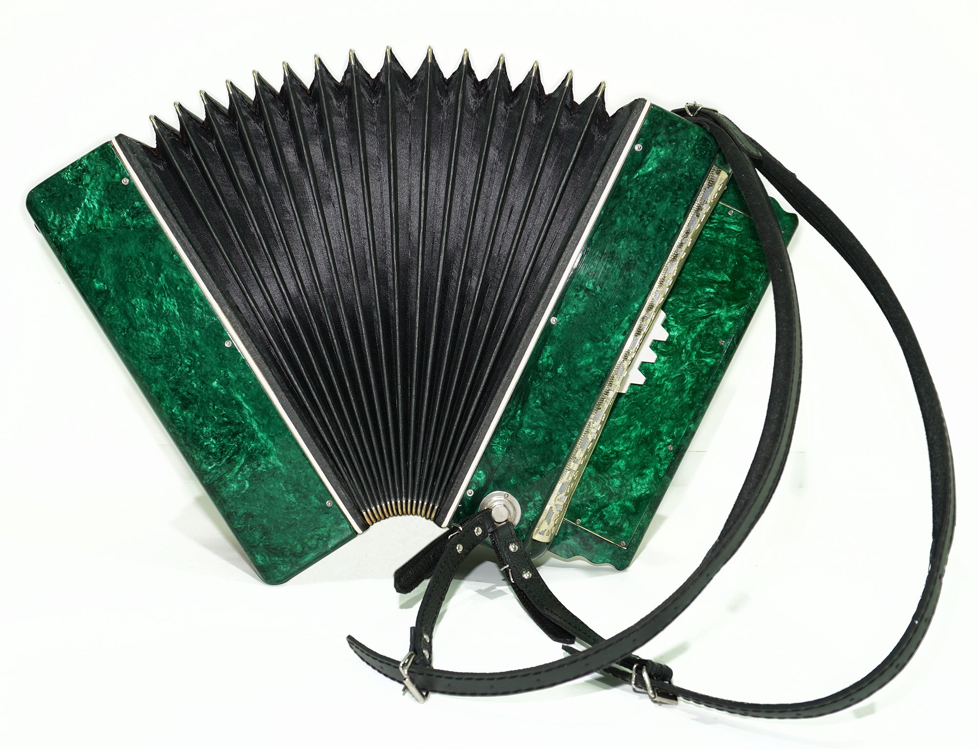 3 Row Button Accordion 100 Bass Polissya Ukraine Bayan Folk Harmonica Concertina, New Straps and Soft Case, Soviet Bayan in Tune, 2624