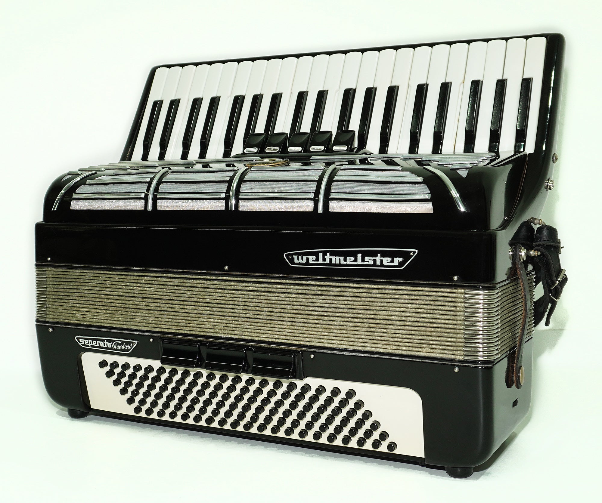 Weltmeister Seperato Standard Accordion 120 Bass, made in Germany, New Straps and Soft Bag for Gift, 2435, Piano Accordian for Adults, Rich and Powerful sound!