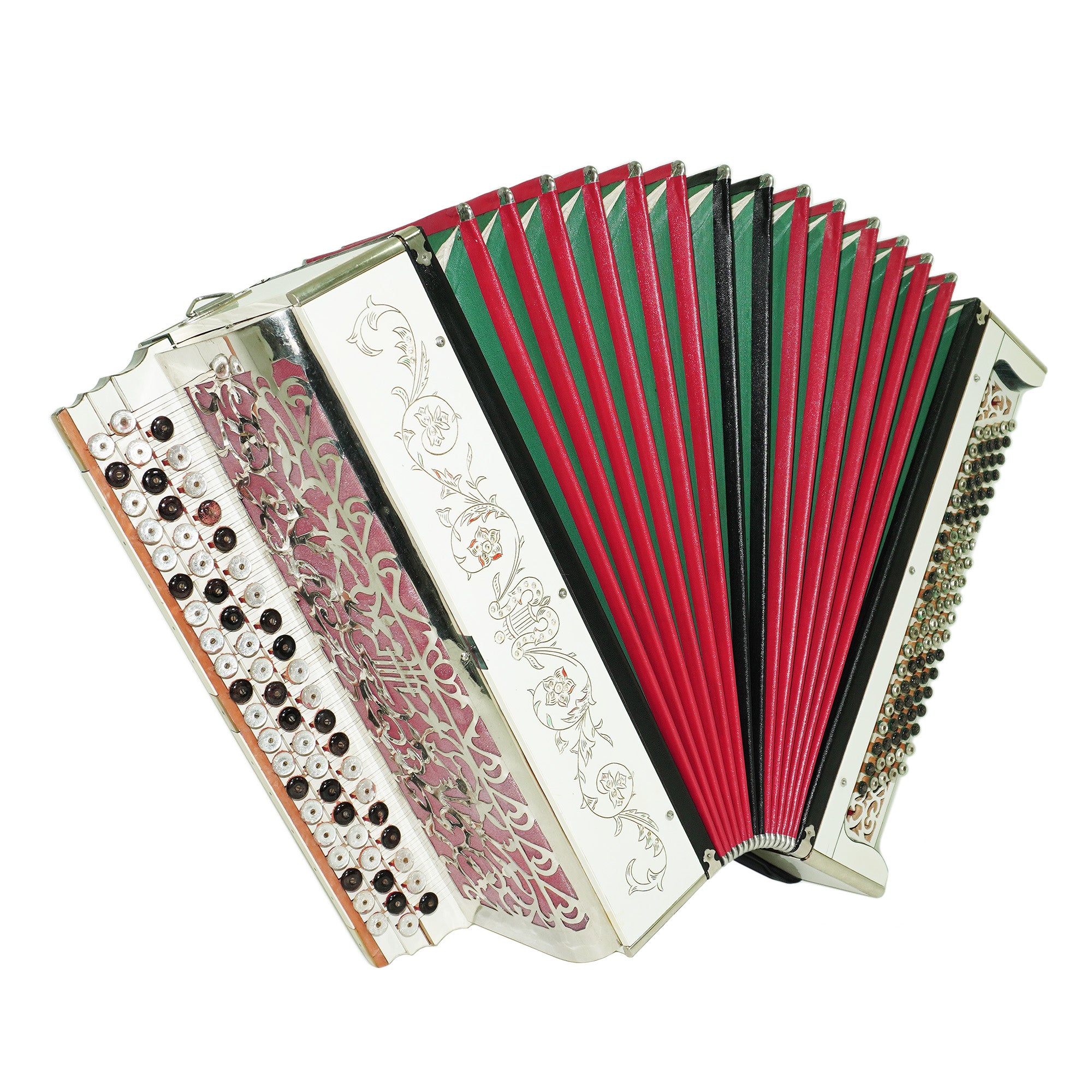Vintage Bayan Handmade 100 Bass Button Accordion, Decorated Original Soviet Bayan, 2433, Powerful Deep sound, Rare Old Bayan Accordeon