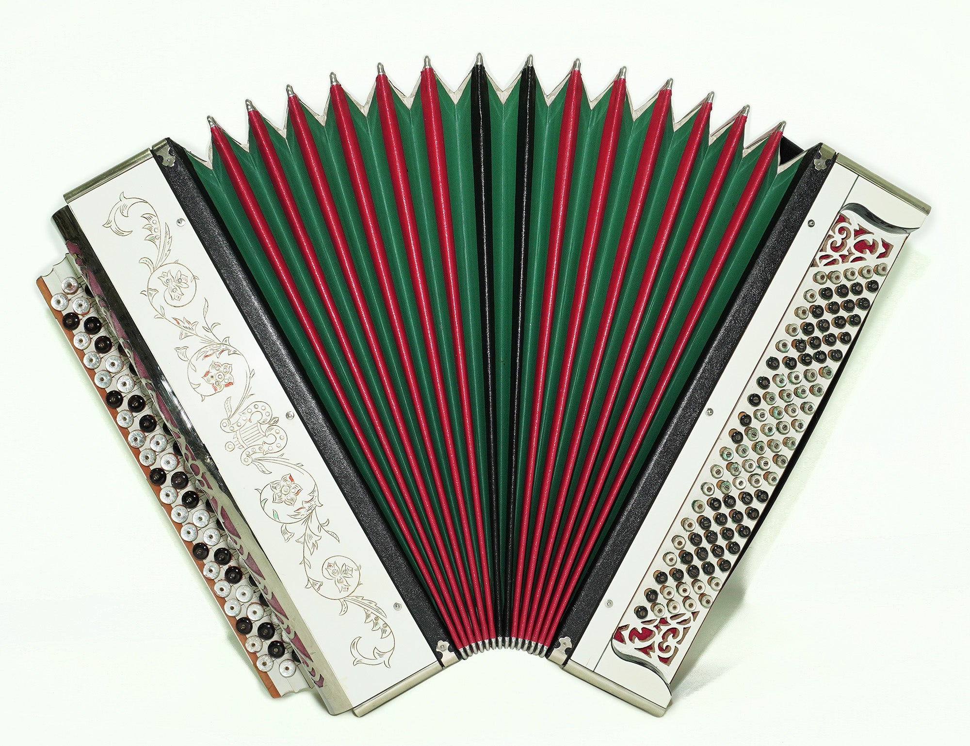 Vintage Bayan Handmade 100 Bass Button Accordion, Decorated Original Soviet Bayan, 2433, Powerful Deep sound, Rare Old Bayan Accordeon