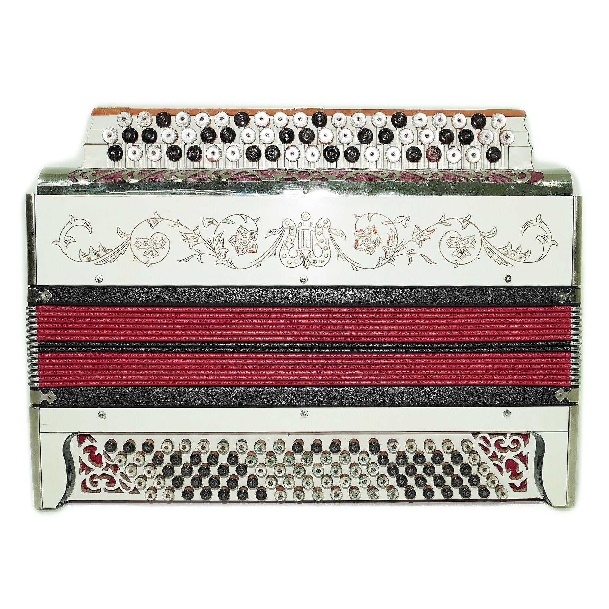 Vintage Bayan Handmade 100 Bass Button Accordion, Decorated Original Soviet Bayan, 2433, Powerful Deep sound, Rare Old Bayan Accordeon
