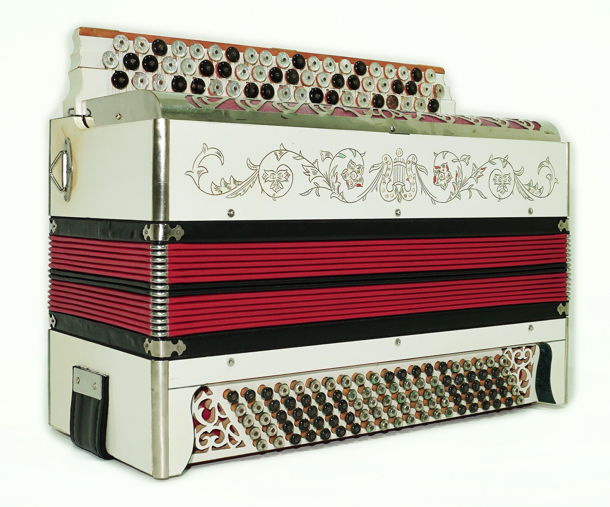 Vintage Bayan Handmade 100 Bass Button Accordion, Decorated Original Soviet Bayan, 2433, Powerful Deep sound, Rare Old Bayan Accordeon