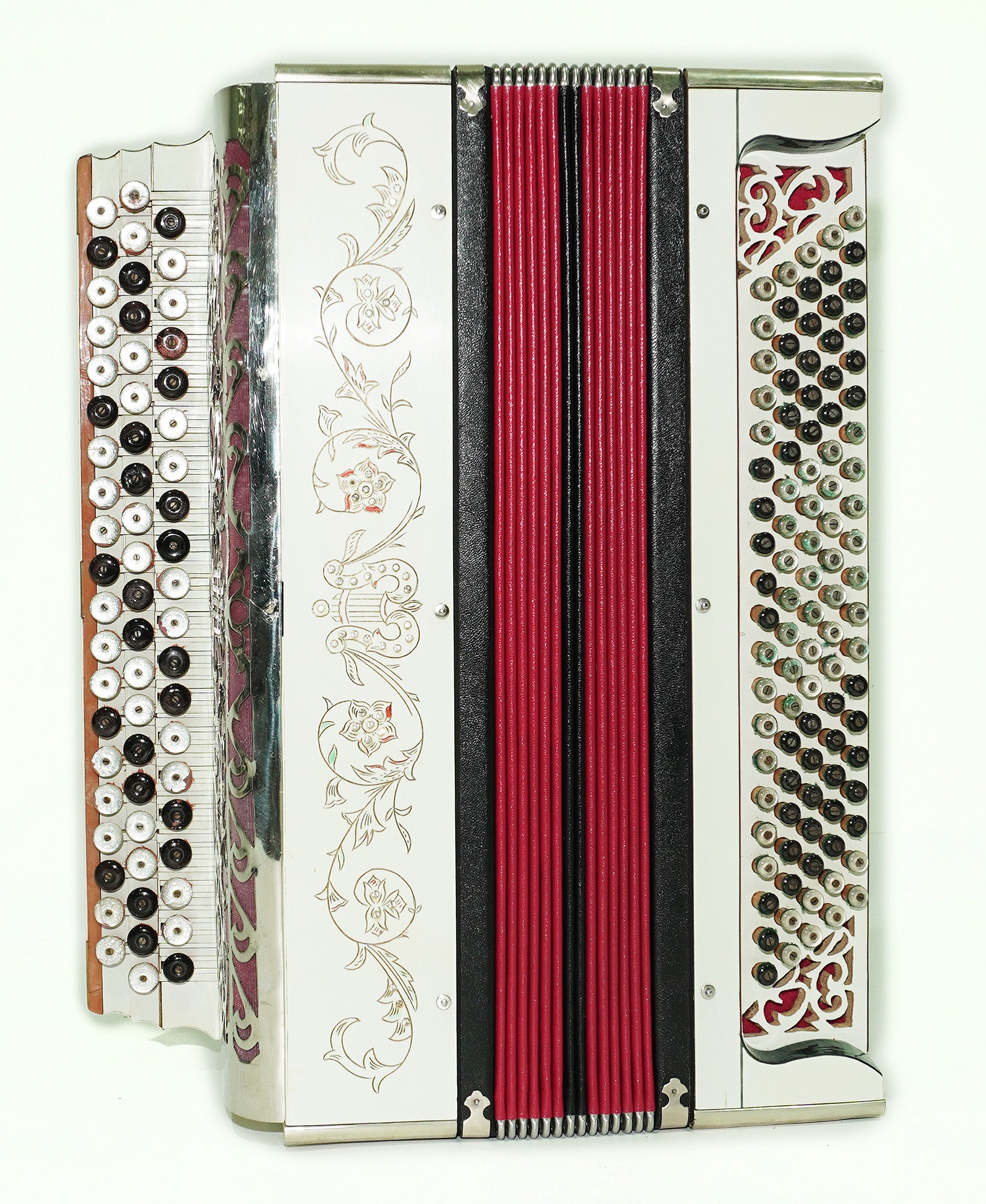 Vintage Bayan Handmade 100 Bass Button Accordion, Decorated Original Soviet Bayan, 2433, Powerful Deep sound, Rare Old Bayan Accordeon