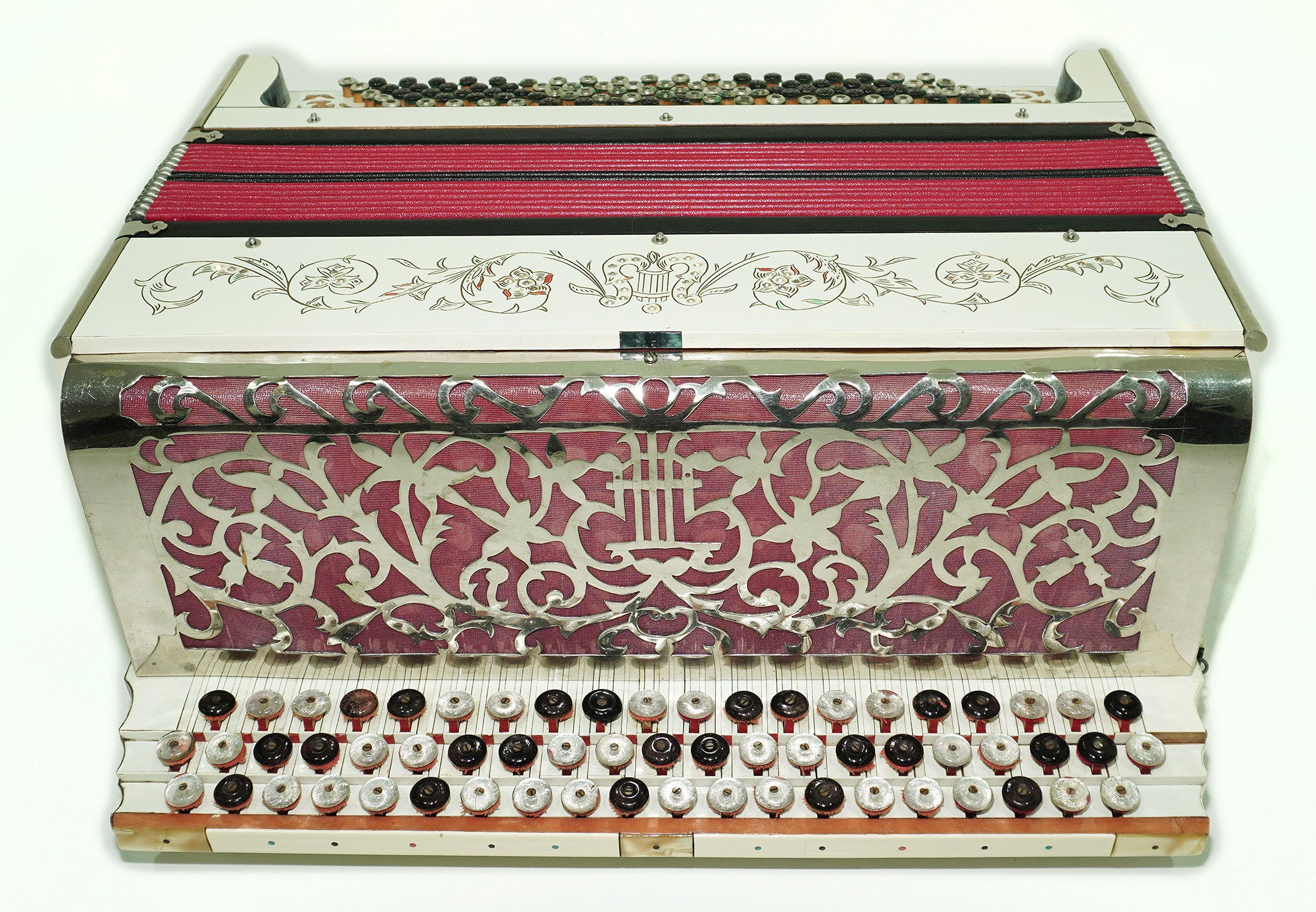 Vintage Bayan Handmade 100 Bass Button Accordion, Decorated Original Soviet Bayan, 2433, Powerful Deep sound, Rare Old Bayan Accordeon