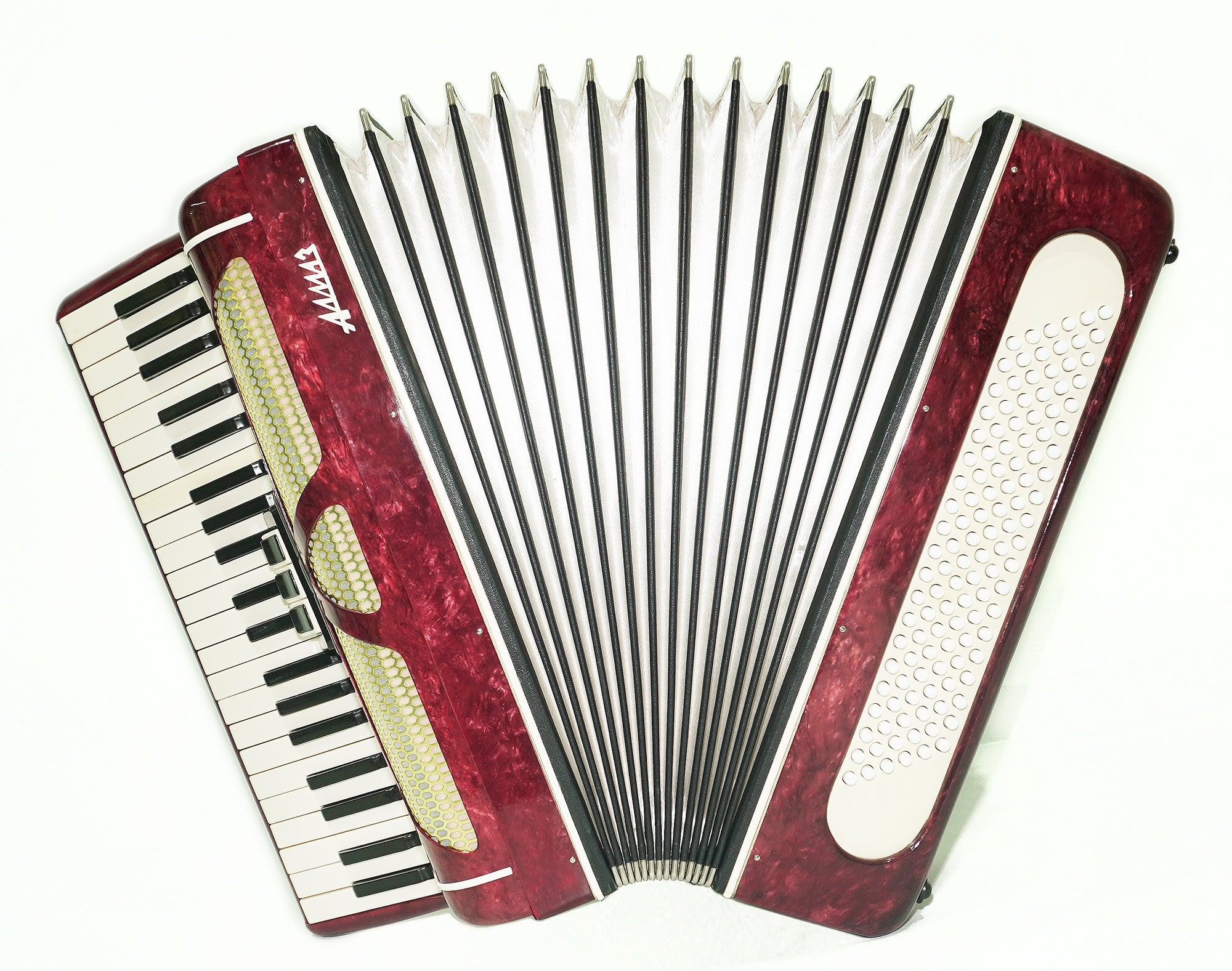 Piano Accordion Almaz 120 bass buttons, Keyboard Accordian Instrument, New Straps, 2466, Original Soviet Accordion for Adults