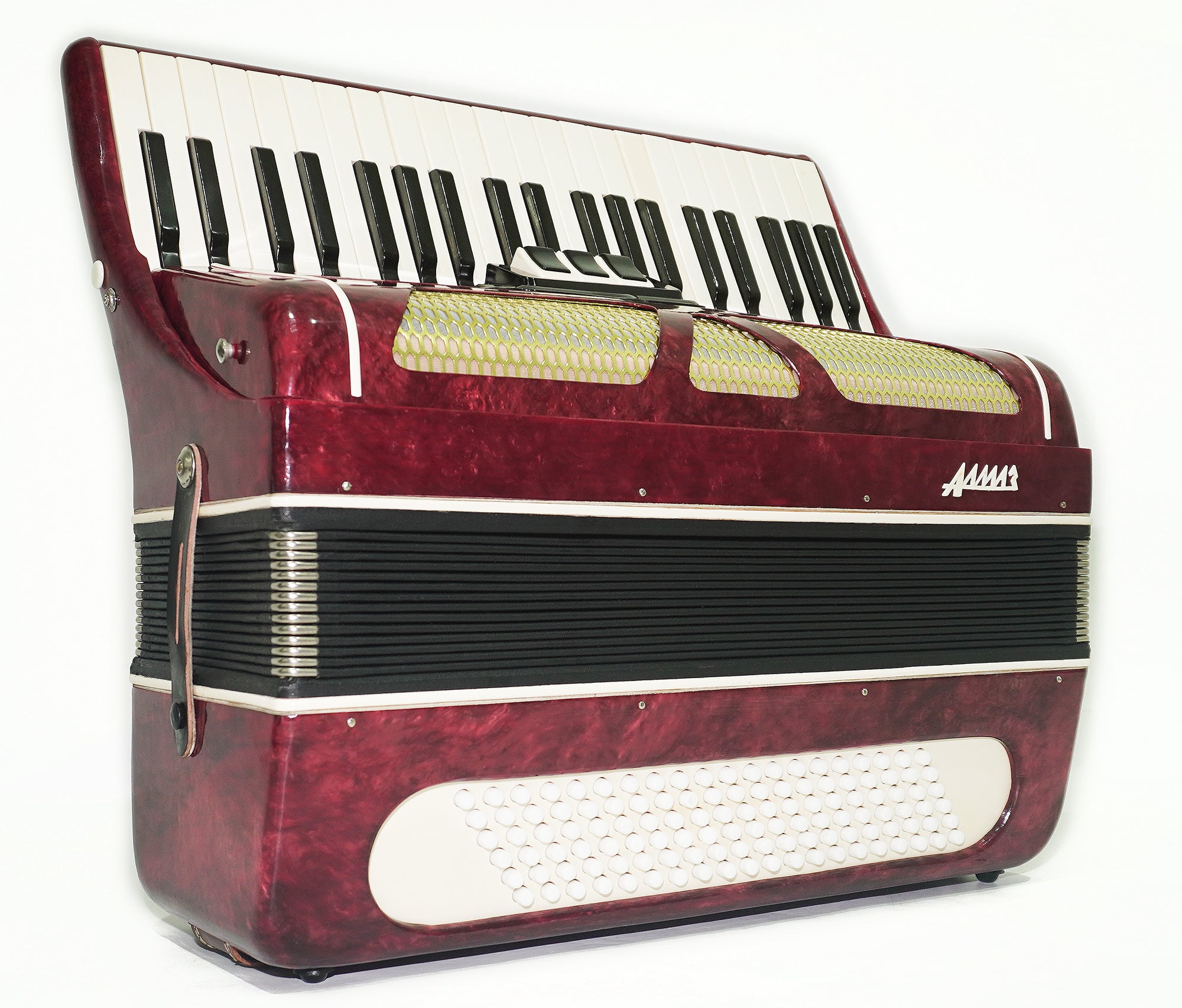 Piano Accordion Almaz 120 bass buttons, Keyboard Accordian Instrument, New Straps, 2466, Original Soviet Accordion for Adults