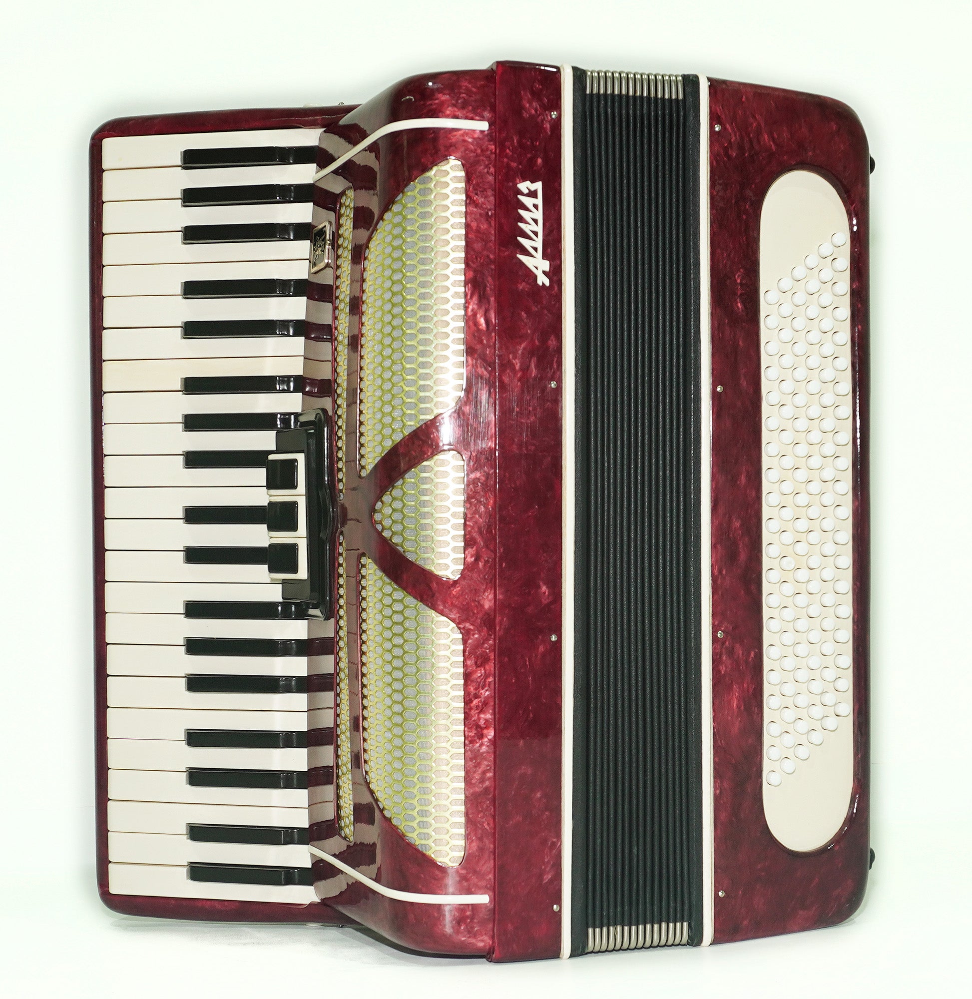 Piano Accordion Almaz 120 bass buttons, Keyboard Accordian Instrument, New Straps, 2466, Original Soviet Accordion for Adults