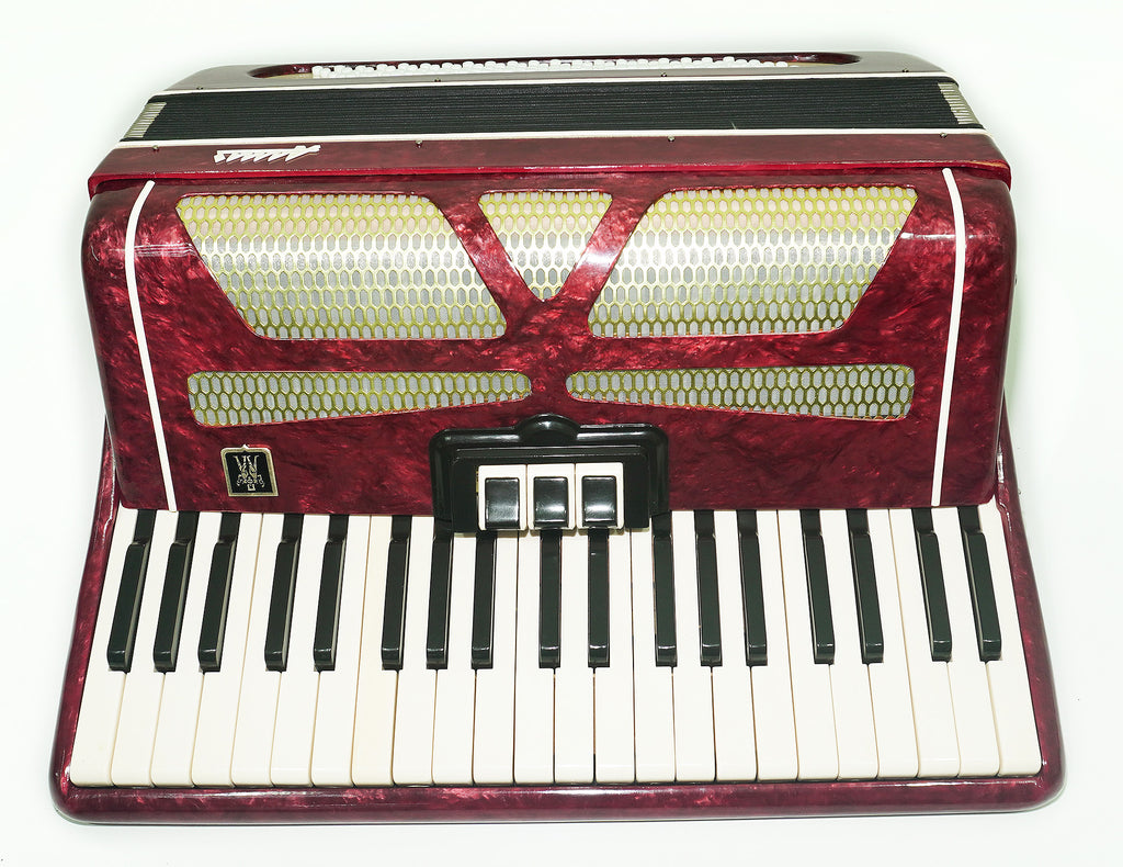 Piano Accordion Almaz 120 bass buttons, Keyboard Accordian Instrument, New Straps, 2466, Original Soviet Accordion for Adults