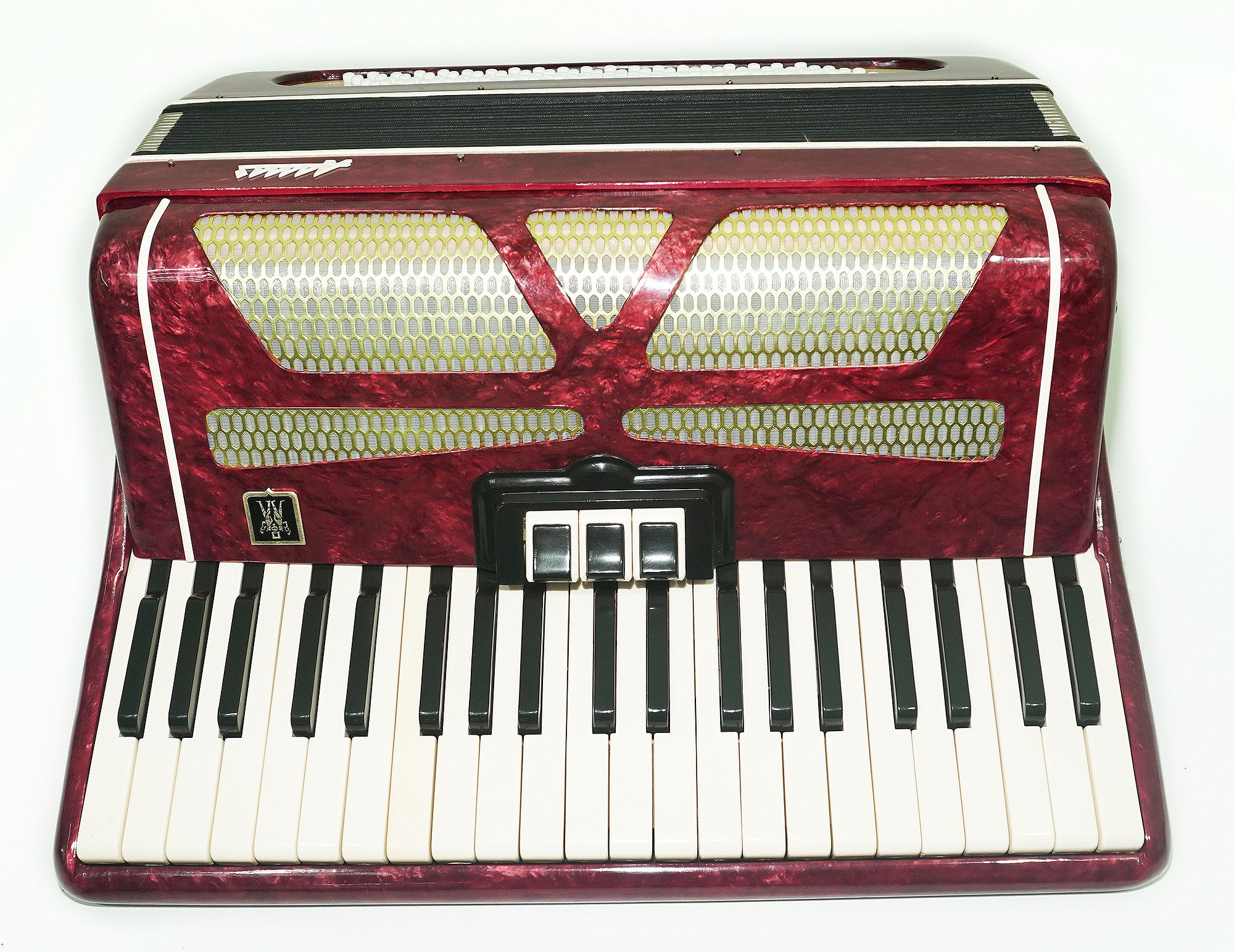 Piano Accordion Almaz 120 bass buttons, Keyboard Accordian Instrument, New Straps, 2466, Original Soviet Accordion for Adults