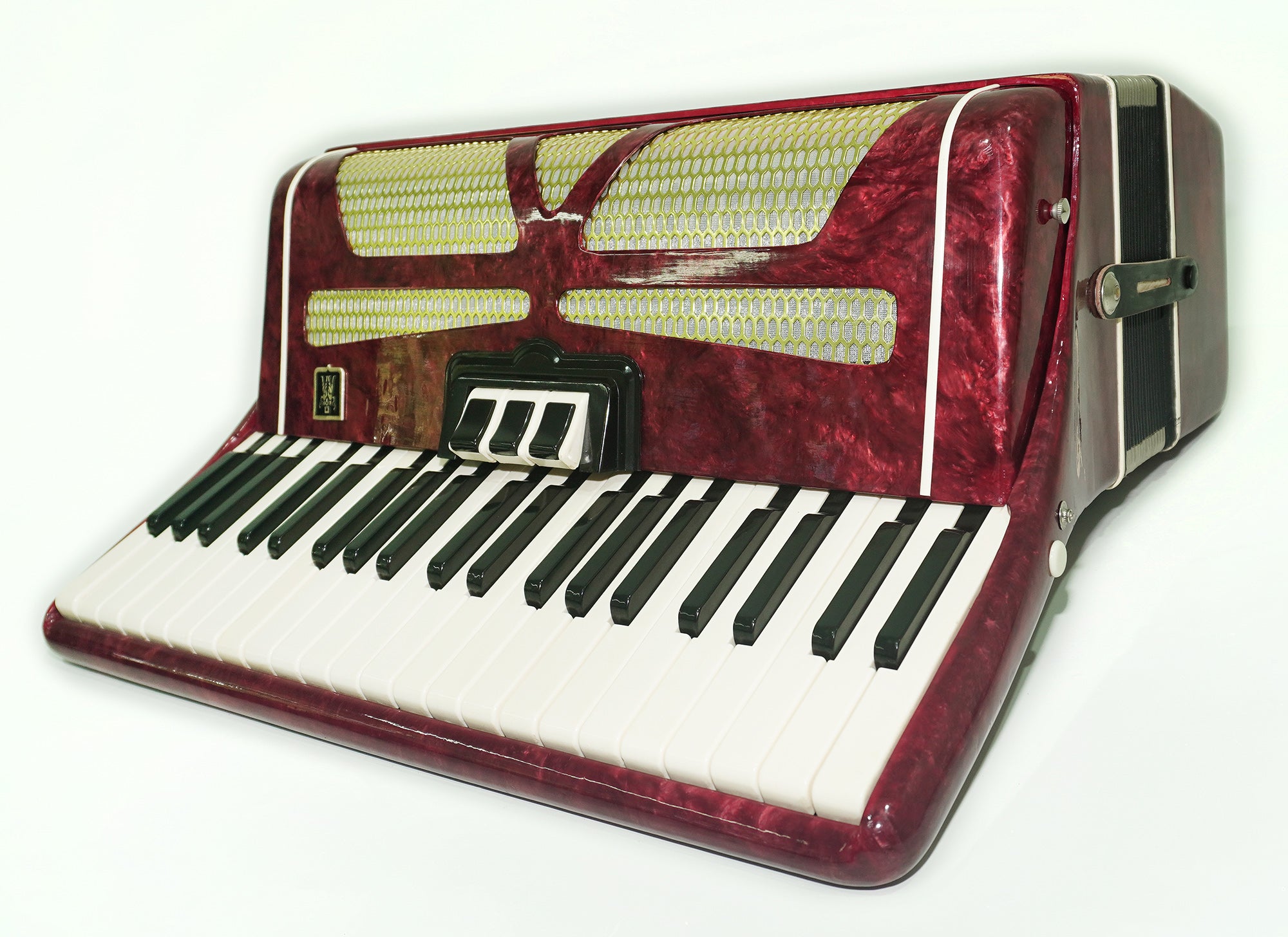 Piano Accordion Almaz 120 bass buttons, Keyboard Accordian Instrument, New Straps, 2466, Original Soviet Accordion for Adults