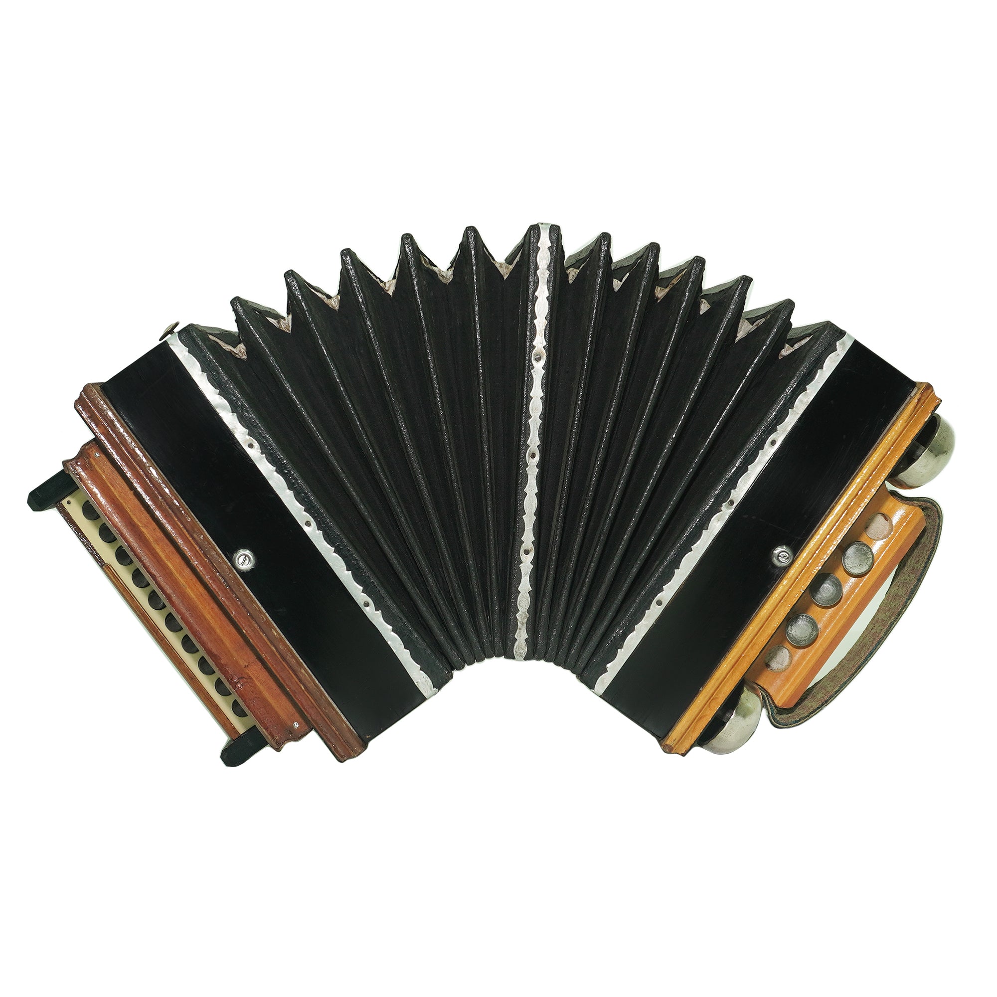 Antique Diatonic Saratovskaya Harmonica, Vintage Handmade Garmon, Button Accordion, 2440, Old Squeezebox Musical Instrument, Small Bayan Accordion