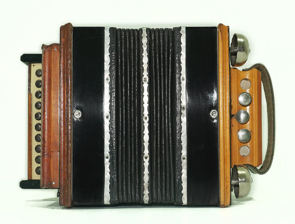 Antique Diatonic Saratovskaya Harmonica, Vintage Handmade Garmon, Button Accordion, 2440, Old Squeezebox Musical Instrument, Small Bayan Accordion
