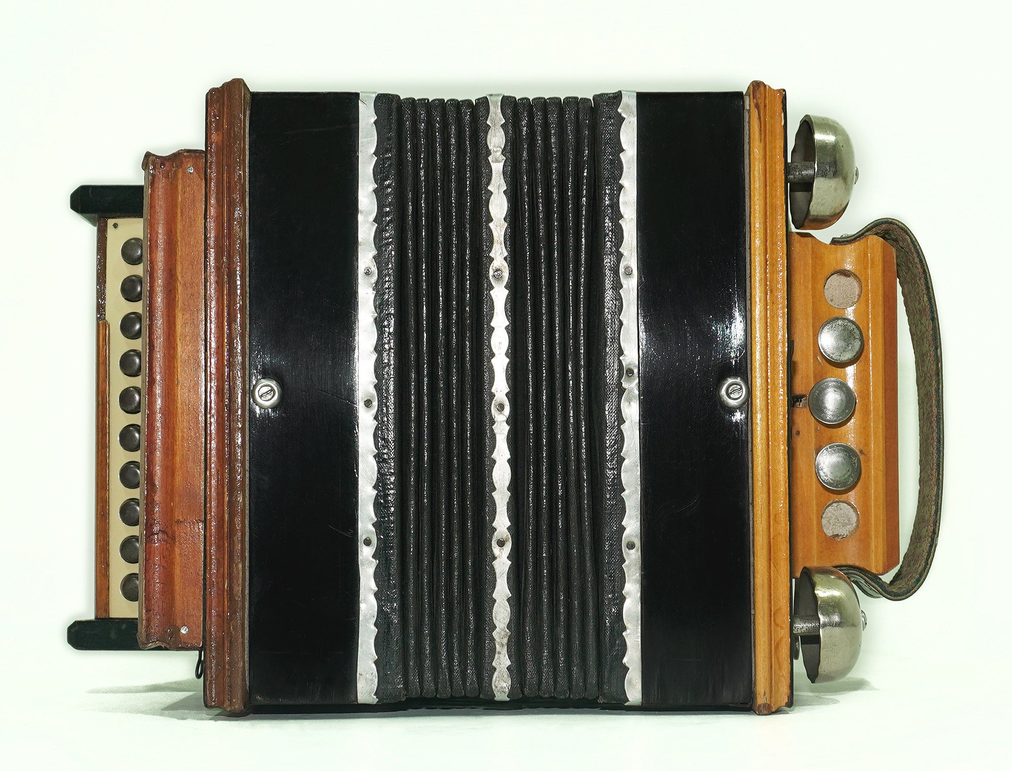 Antique Diatonic Saratovskaya Harmonica, Vintage Handmade Garmon, Button Accordion, 2440, Old Squeezebox Musical Instrument, Small Bayan Accordion