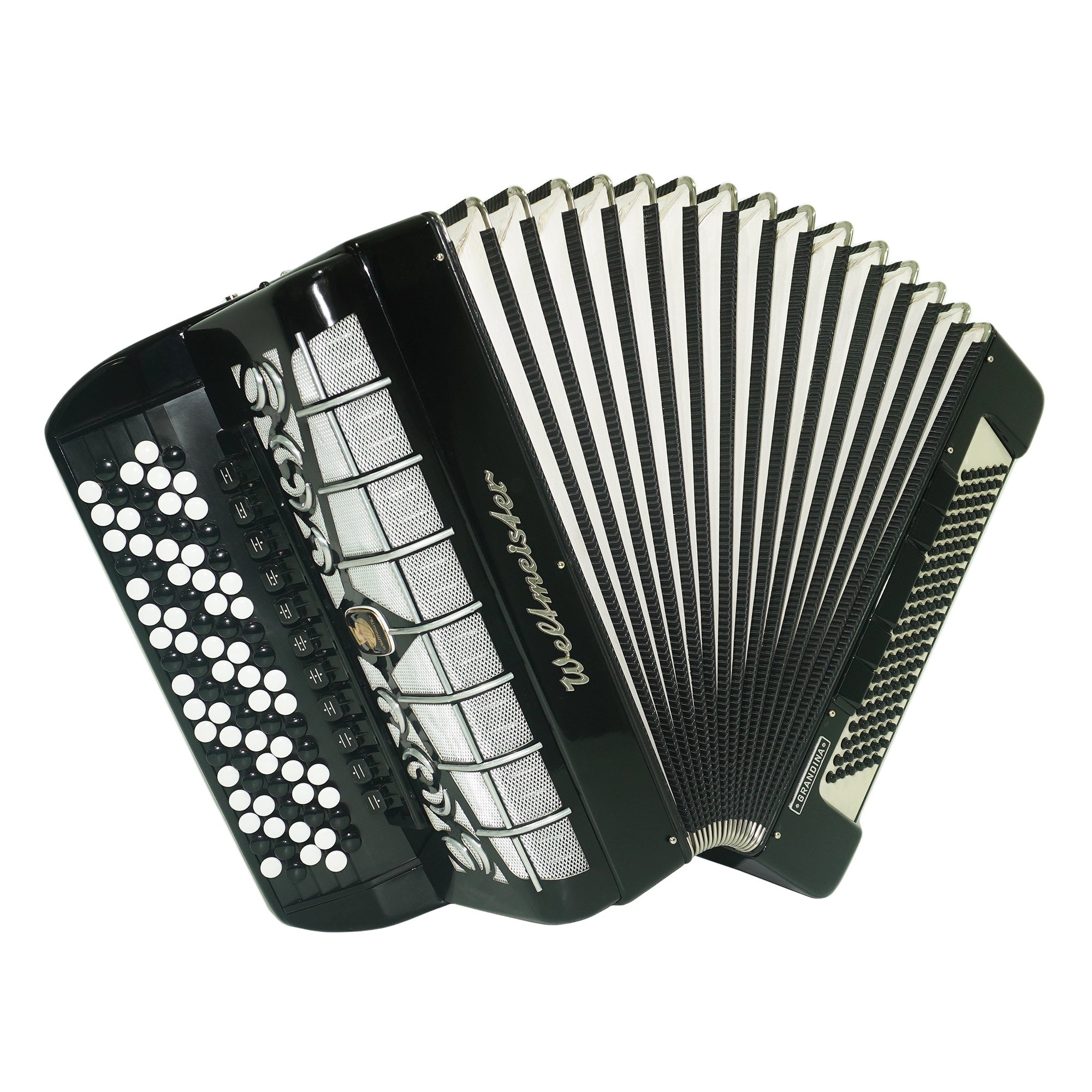 Weltmeister Grandina Vintage Button Accordion, made in Germany, Concert Bayan, Griff B Stradella, 2451, New Straps and Soft Case, Professional Accordian
