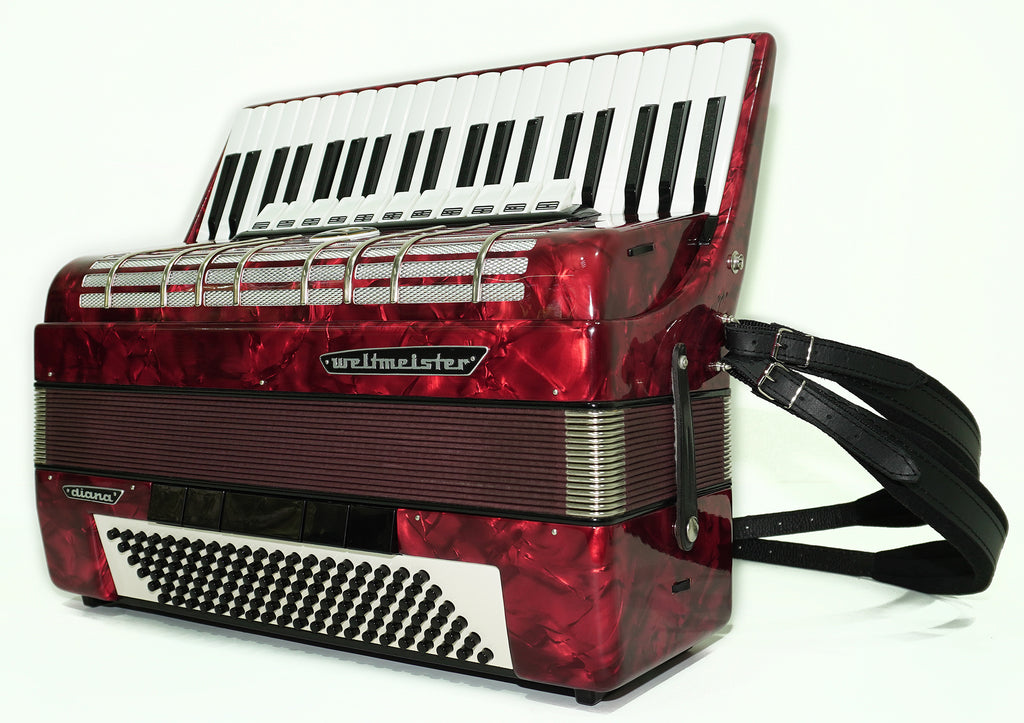 Weltmeister Diana Piano Accordion 120 Bass, made in Germany, New Straps and Soft Case for Gift, 2464, Quality Musical Instrument for Adults, Rich and Powerful sound!