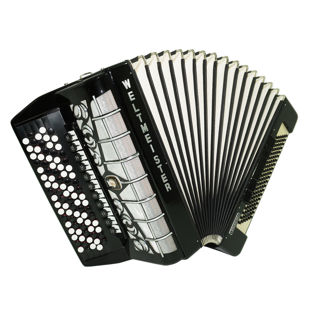 Weltmeister Grandina 5 Row Button Accordion B Griff, made in Germany, Concert Bayan 120 Bass, 2470, New Straps and Soft Case, Vintage Professional Bayan Accordian for Adults
