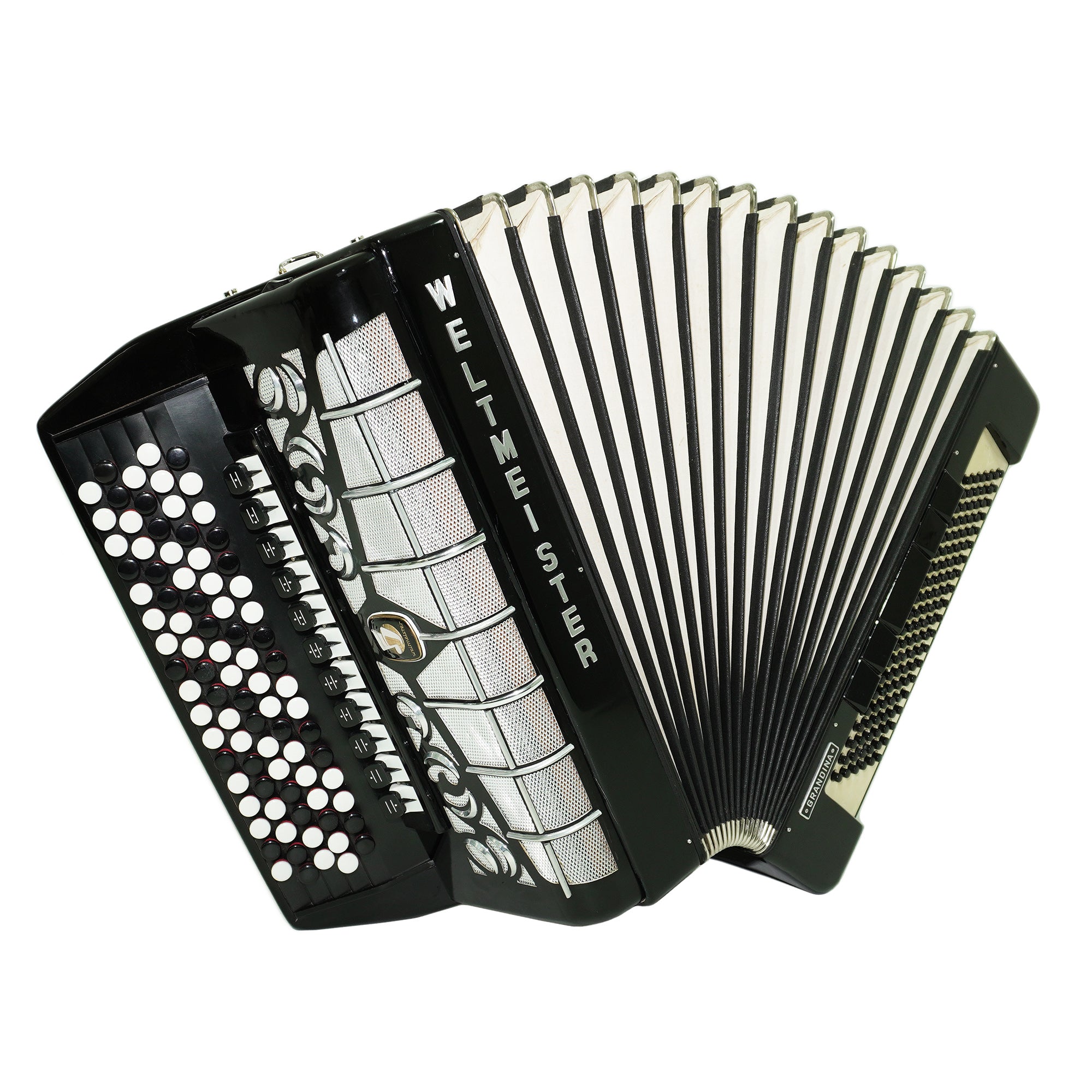 Weltmeister Grandina 5 Row Button Accordion B Griff, made in Germany, Concert Bayan 120 Bass, 2470, New Straps and Soft Case, Vintage Professional Bayan Accordian for Adults