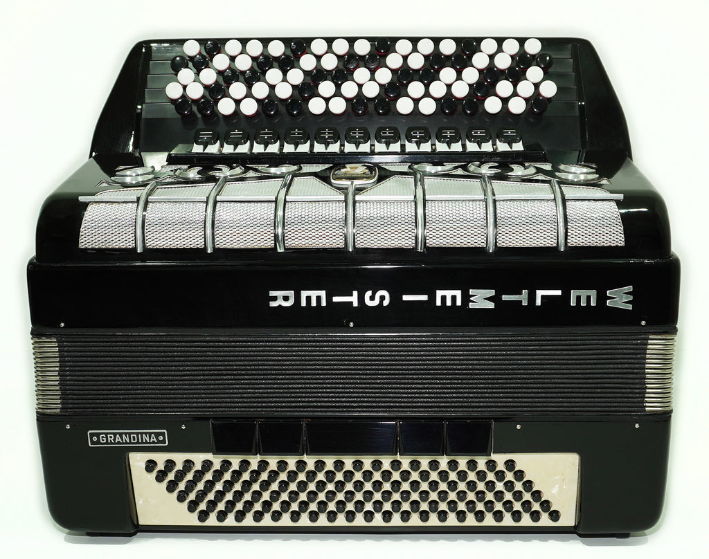 Weltmeister Grandina 5 Row Button Accordion B Griff, made in Germany, Concert Bayan 120 Bass, 2470, New Straps and Soft Case, Vintage Professional Bayan Accordian for Adults