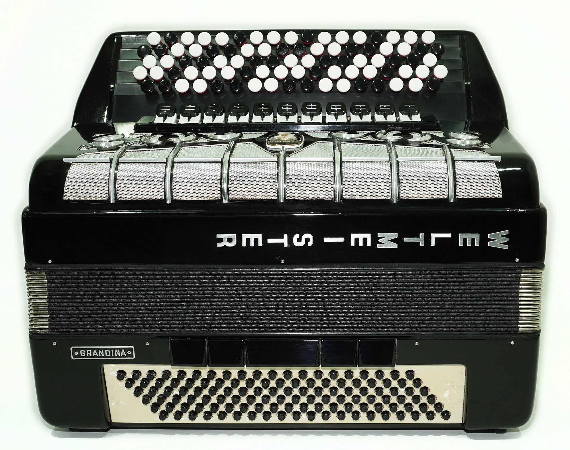 Weltmeister Grandina 5 Row Button Accordion B Griff, made in Germany, Concert Bayan 120 Bass, 2470, New Straps and Soft Case, Vintage Professional Bayan Accordian for Adults