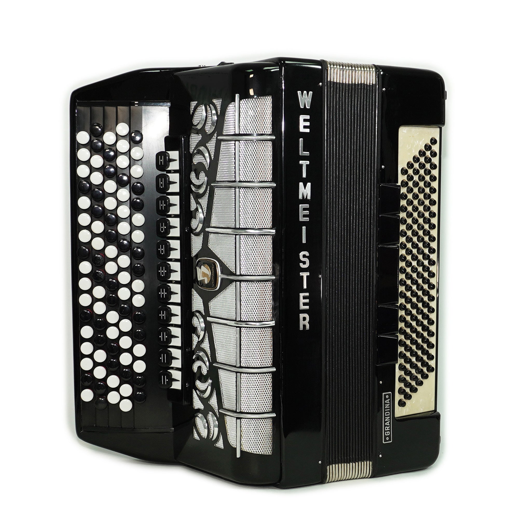 Weltmeister Grandina 5 Row Button Accordion B Griff, made in Germany, Concert Bayan 120 Bass, 2470, New Straps and Soft Case, Vintage Professional Bayan Accordian for Adults