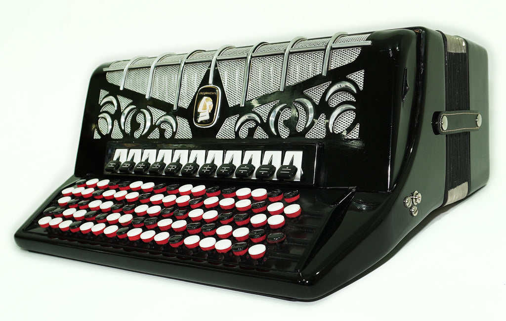 Weltmeister Grandina 5 Row Button Accordion B Griff, made in Germany, Concert Bayan 120 Bass, 2470, New Straps and Soft Case, Vintage Professional Bayan Accordian for Adults