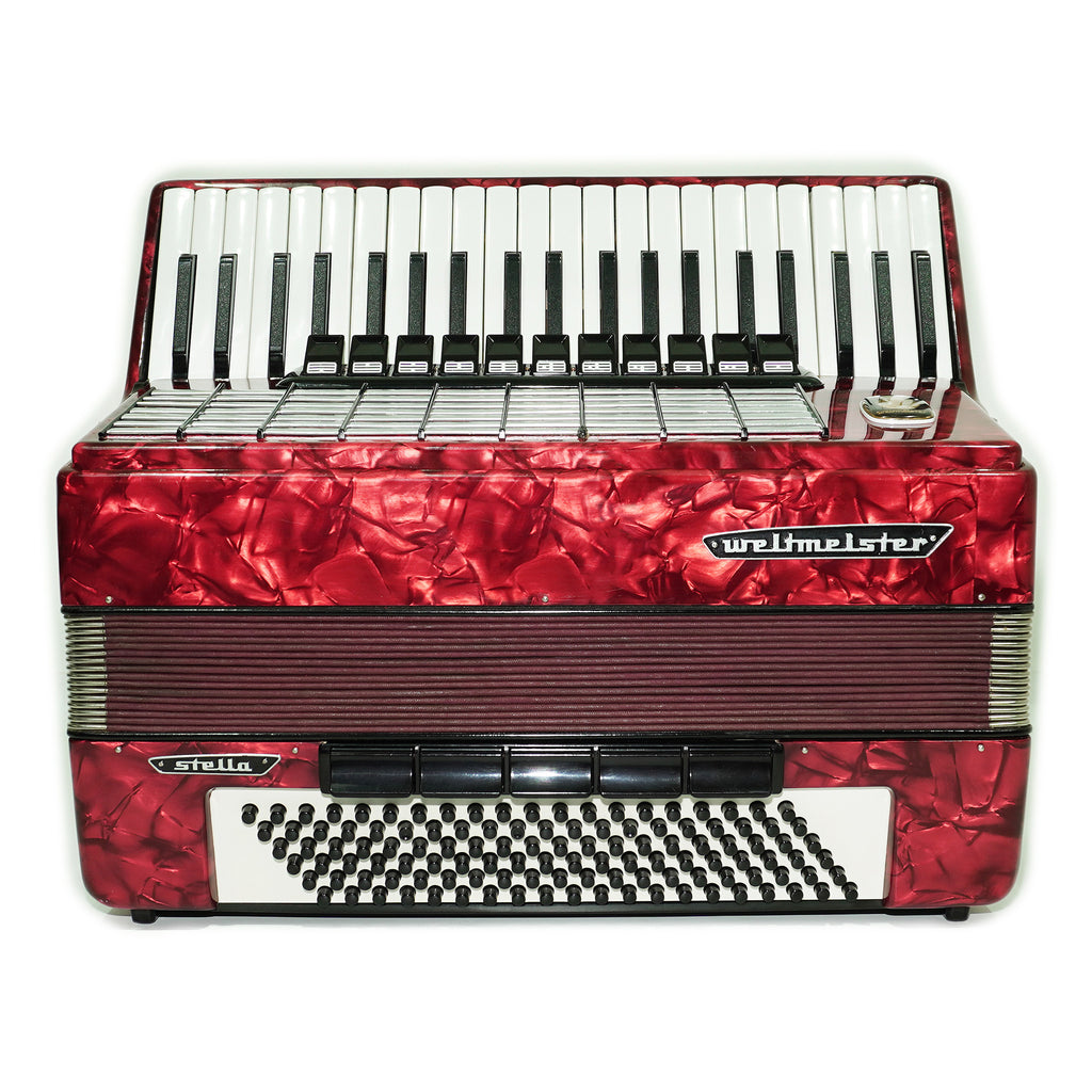 Weltmeister Stella Accordion 120 Bass made in Germany, New Straps Soft Case for Gift, Vintage Keyboard Piano Accordian Musical Instrument, 2471