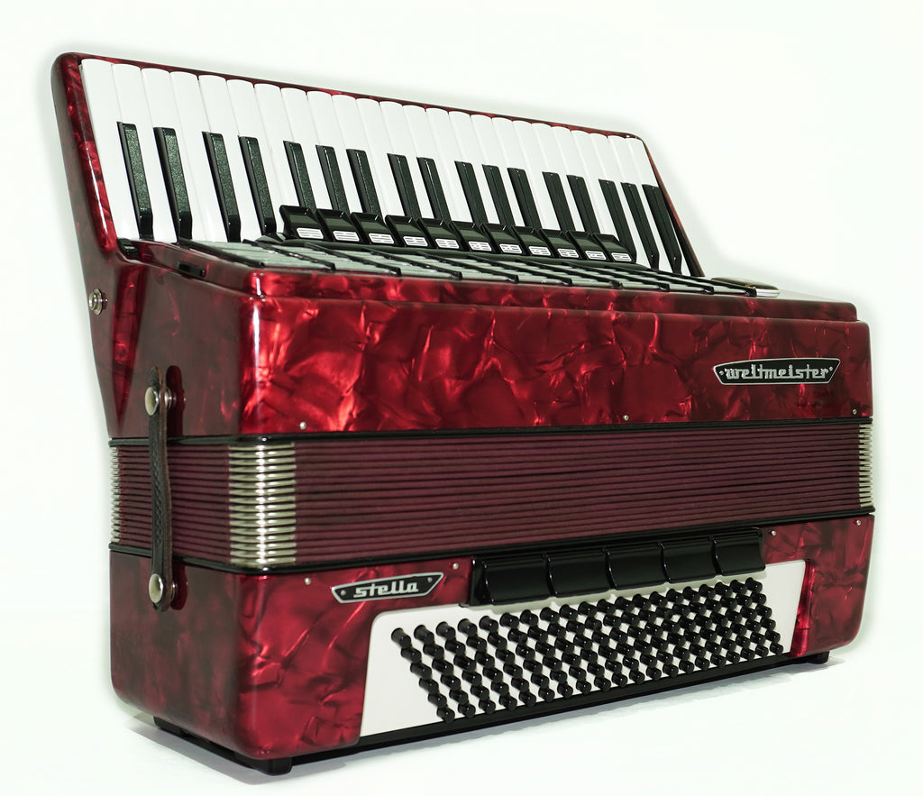 Weltmeister Stella Accordion 120 Bass made in Germany, New Straps Soft Case for Gift, Vintage Keyboard Piano Accordian Musical Instrument, 2471