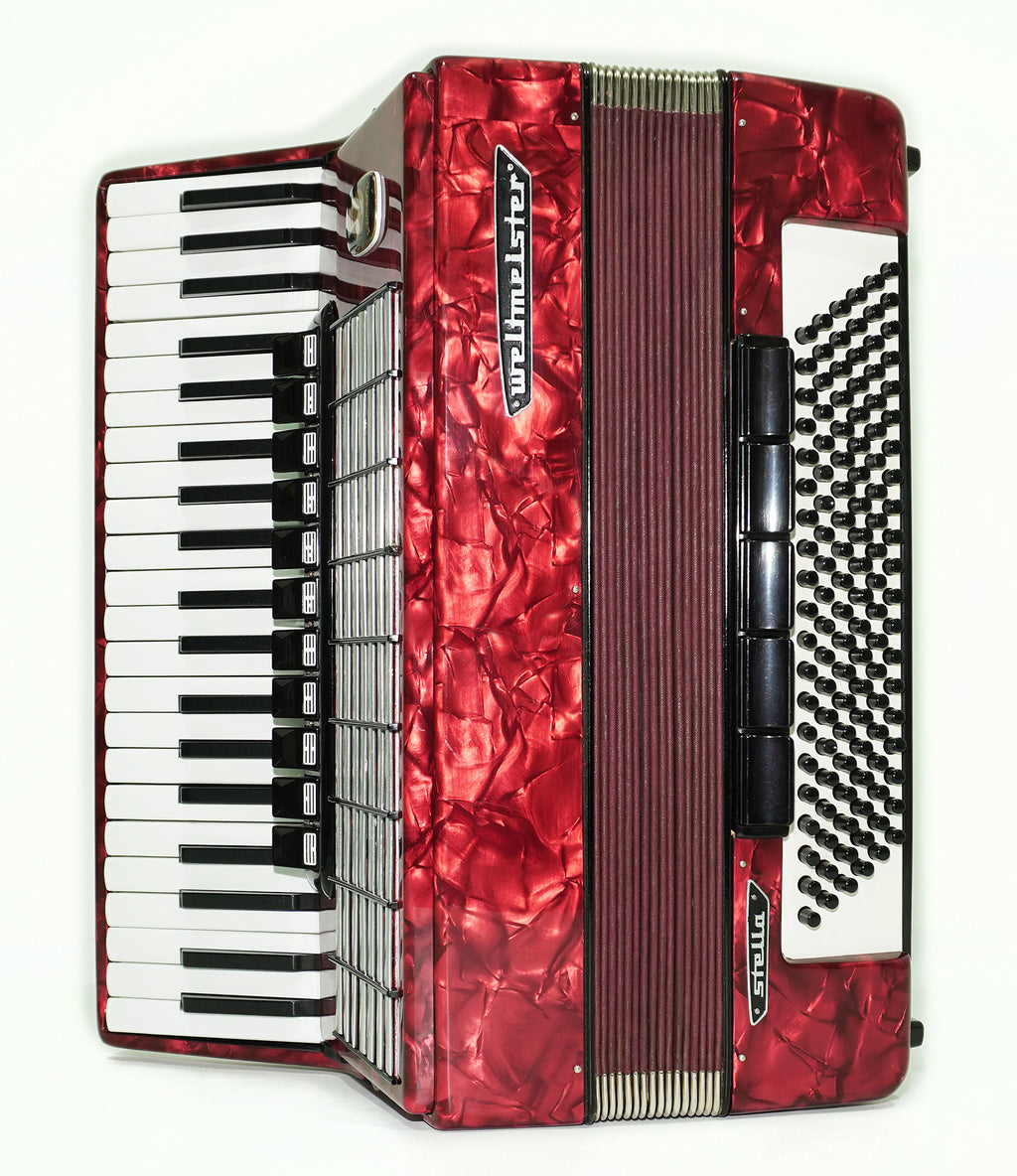 Weltmeister Stella Accordion 120 Bass made in Germany, New Straps Soft Case for Gift, Vintage Keyboard Piano Accordian Musical Instrument, 2471