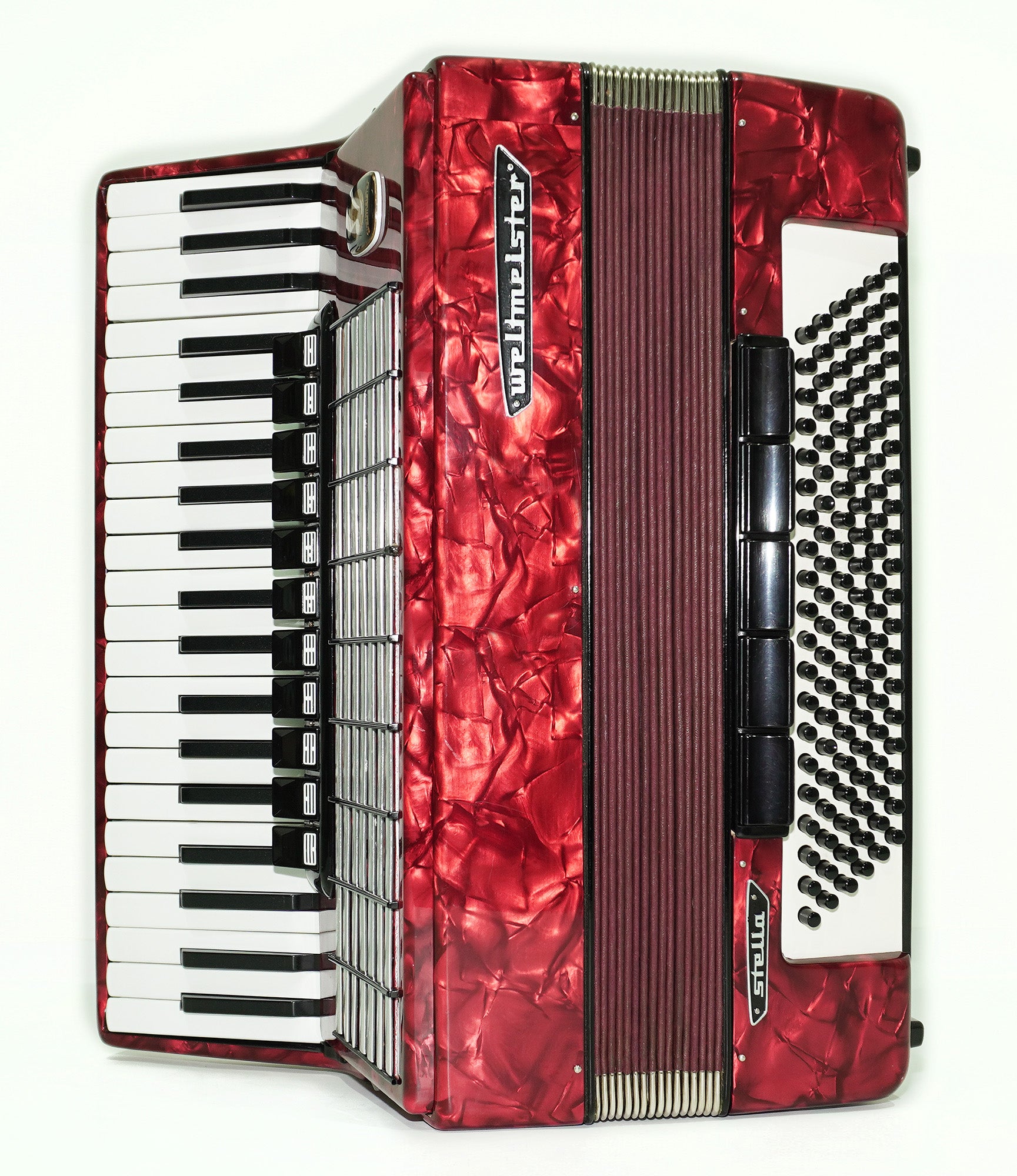 Weltmeister Stella Accordion 120 Bass made in Germany, New Straps Soft Case for Gift, Vintage Keyboard Piano Accordian Musical Instrument, 2471