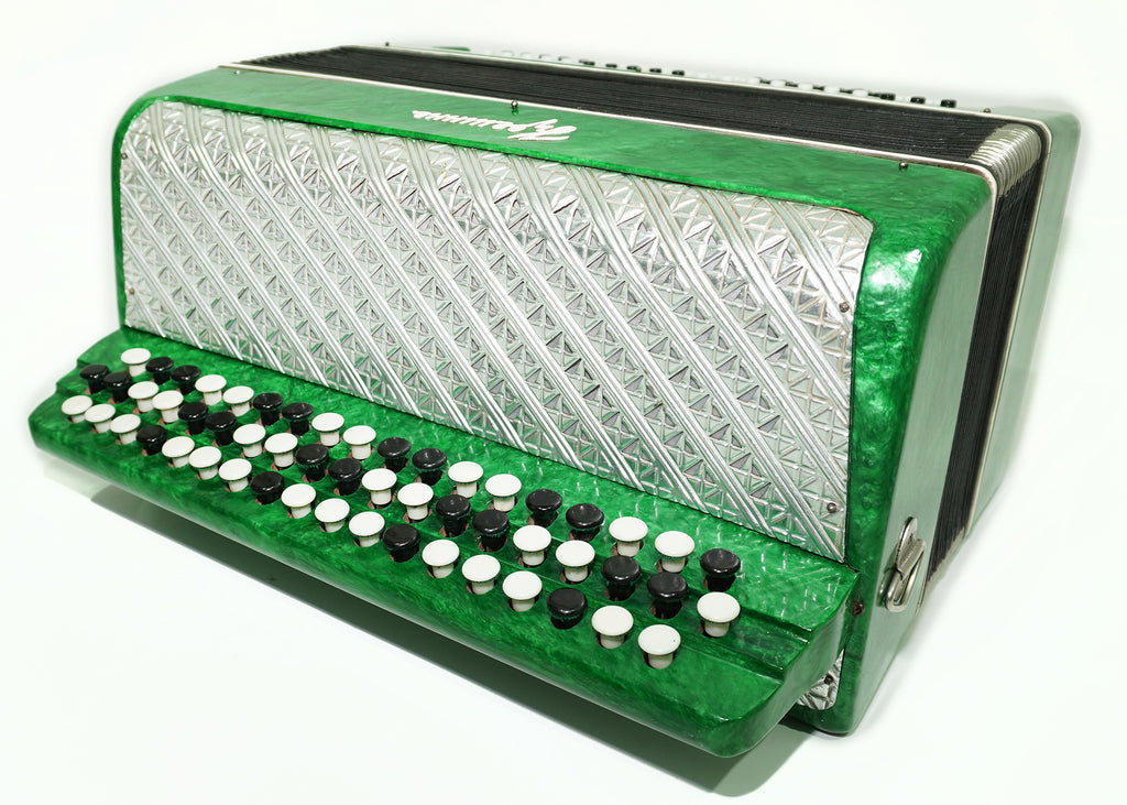 Bayan Kreminne 3 Row Chromatic Button Accordion 100 Bass, Folk Harmonica, Garmoshka, New Straps and Soft Case for Gift, Beautiful Sound, 2625
