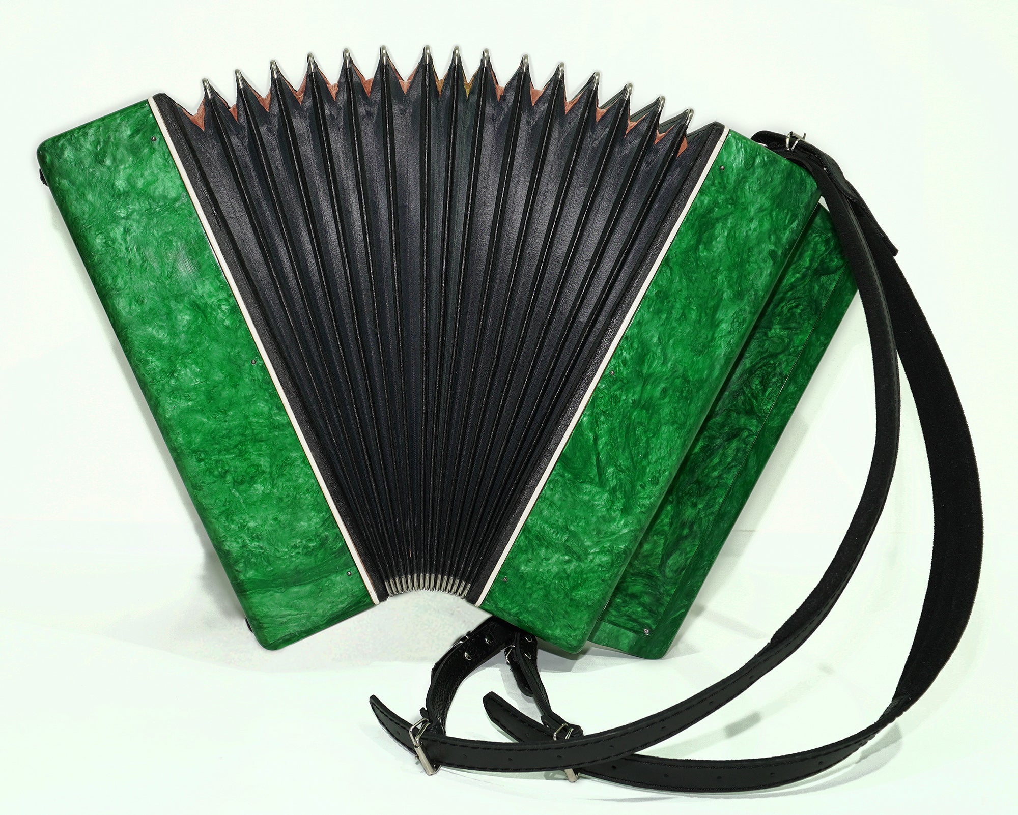 Bayan Kreminne 3 Row Chromatic Button Accordion 100 Bass, Folk Harmonica, Garmoshka, New Straps and Soft Case for Gift, Beautiful Sound, 2625