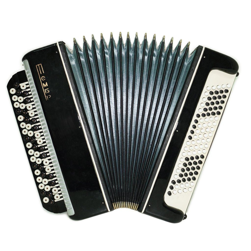 Bajan Tembr, Ukraine Knopfakkordeon, 100 Bassknöpfe, neue Riemen, Concertina Stradella B-System, sowjetische Mundharmonika gestimmt, 2658