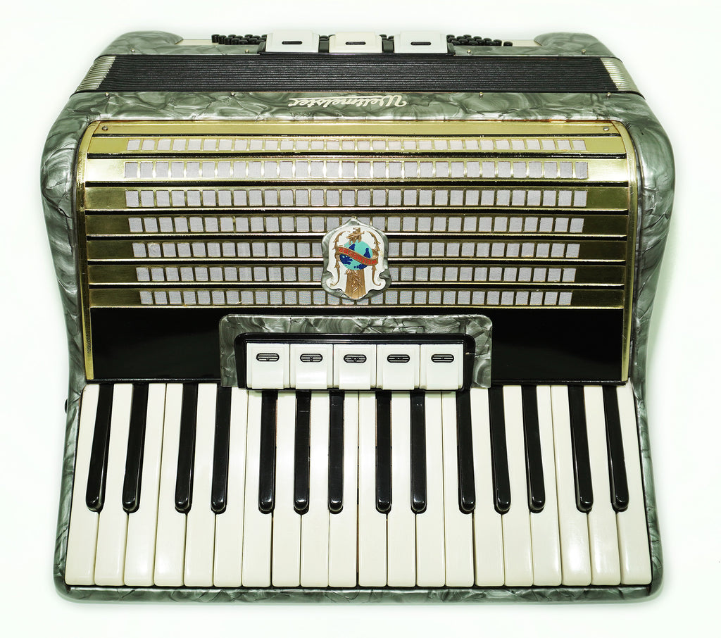 Original Weltmeister Klavierakkordeon, leicht, hergestellt in Deutschland, 80 Bässe, neue Riemen als Geschenk, Vintage-Tastenakkordeon, gestimmt, 2477